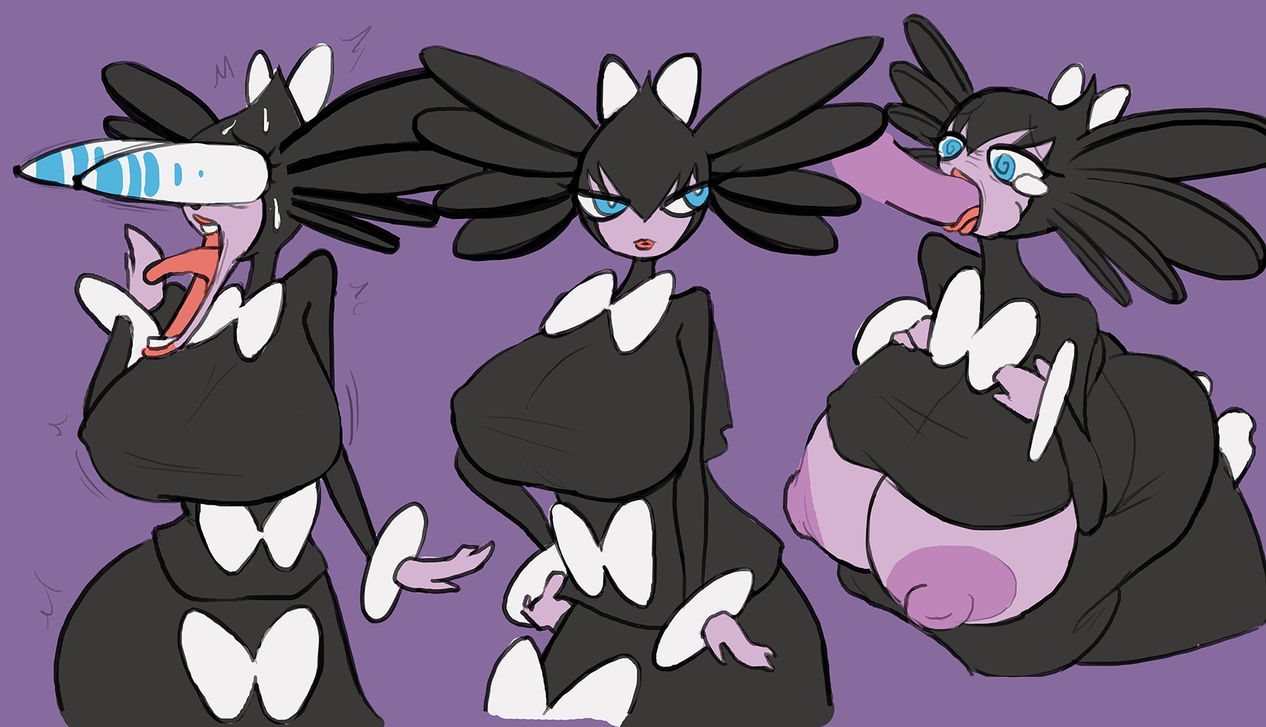 acrylictoon, anthro, breasts, eyes bugging out, fellatio, female, game freak, gothitelle, huge breasts, nintendo, nipples, pokémon (species), pokemon, pokemon (species), tagme, wild take