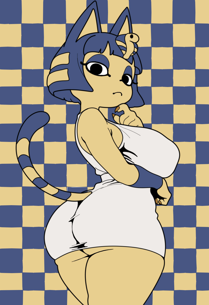 ankha, ankha (animal crossing), baggen683, beautiful, beautiful female, big breasts, cat ears, cat tail, catgirl, curvy, curvy body, curvy female, curvy figure, digital art, fanart, female, furry, furry female, girl, sexy, sexy body, sexy female, thick ass, thick hips, thick thighs, wide hips, wide thighs
