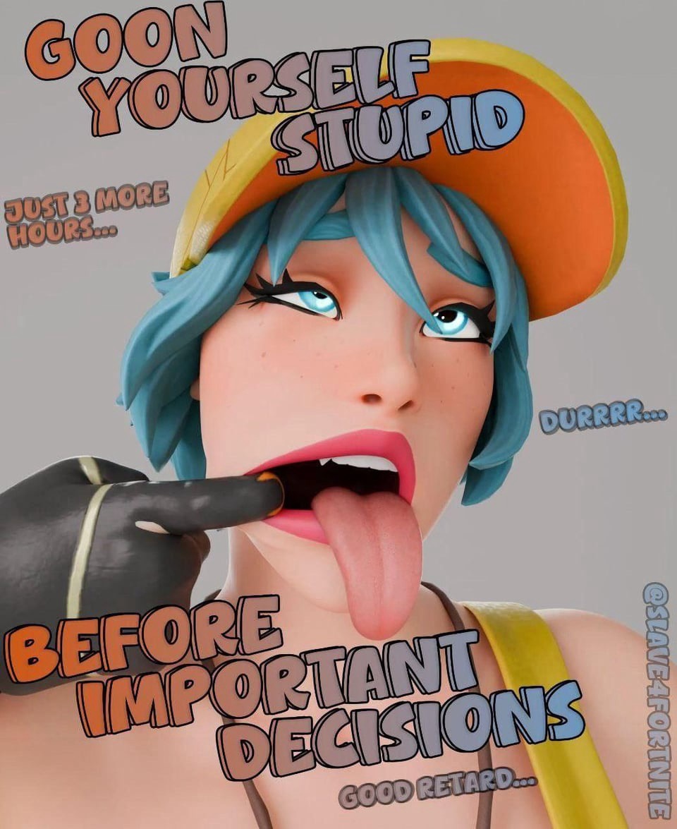 blue hair, caption, comet (fortnite), eyes rolling back, female, fortnite, gooner, tongue out