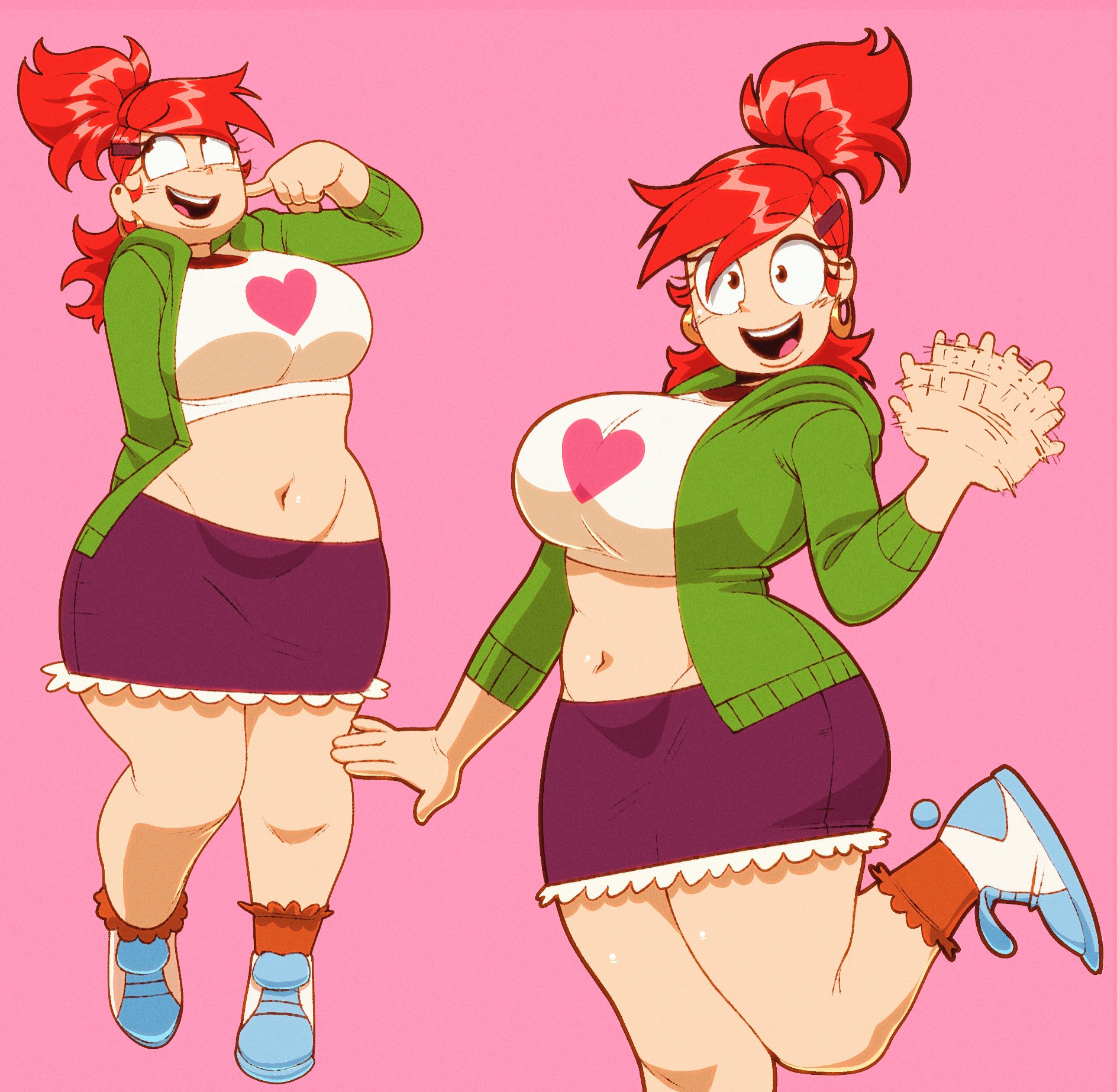 1girls, chubby, cropped jacket, female, foster's home for imaginary friends, frankie foster, imaginary frankie, kookilooheavon, light-skinned female, pencil skirt, ponytail, red hair, stereodaddy, thick ass, thick thighs, wide hips