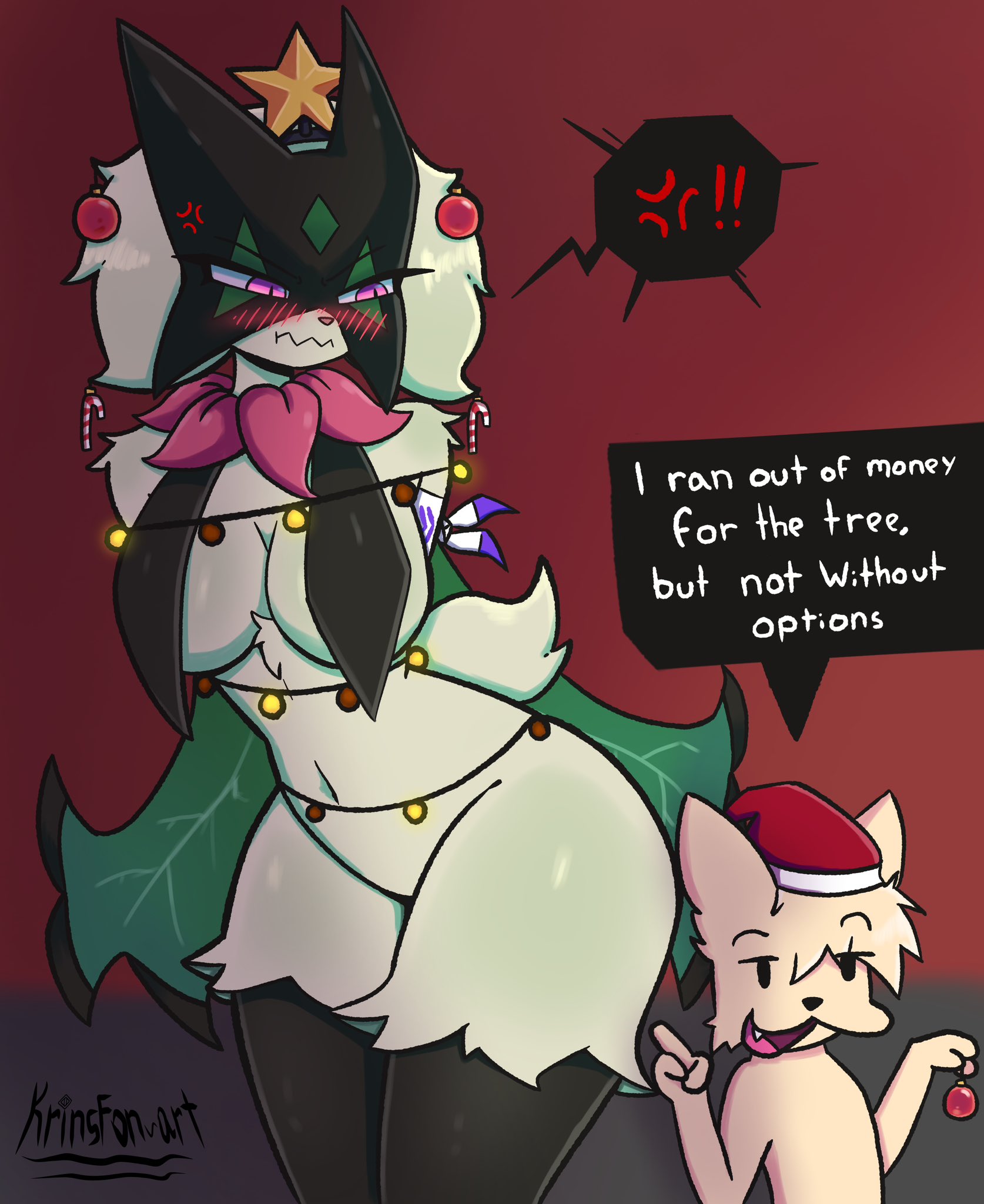 2024, angry, angry face, christmas, english text, female, furry, furry female, furry male, krinsfon, krinsfon (character), male, meowscarada, pokemon, pokemon (species), tagme, text