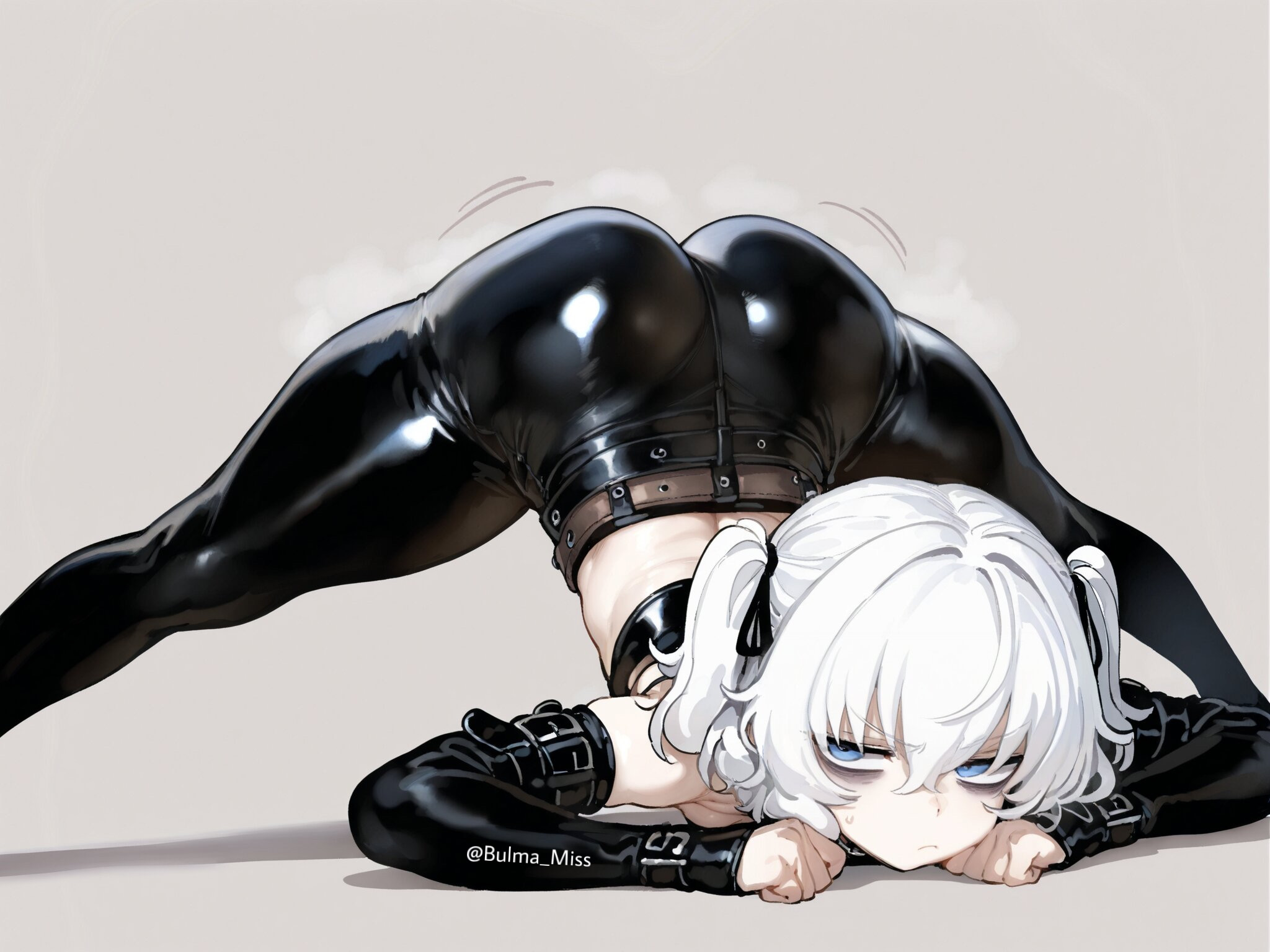 1girls, ai generated, ass in air, belly button, big ass, big butt, blue eyes, bubble ass, bubble butt, camel toe, cameltoe, commission, dungeons and dragons, face down ass up, imminent sex, latex, latex armwear, latex clothing, latex legwear, latex pants, latex tubetop, leather, leather clothing, leather pants, lily buns, looking at viewer, looking back, mage, oatmealdood, oblivion, oc, original, pale-skinned female, shiny clothes, shortstack, skin tight, skyrim, small breasts, solo female, submissive, submissive female, suggestive look, the elder scrolls, thick ass, thick butt, thick thighs, tube top, tubetop, twintails, white hair