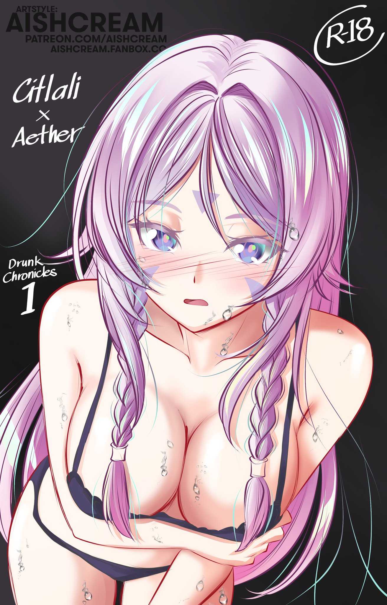 1girls, 2d, 2d (artwork), 2d artwork, aishcream, arm under breasts, black background, black bra, black panties, black underwear, blush, blush face, blushing at viewer, blushing female, blushing lines, bra, breasts, busty, busty female, busty girl, citlali (genshin impact), cleavage, collarbone, cover art, cover page, dark background, digital, digital art, digital drawing, digital drawing (artwork), digital media, digital media (artwork), dripping wet, embarrassed, embarrassed expression, embarrassed female, eyebrows visible through hair, female, female focus, female only, flustered, flustered female, genshin impact, half naked, half nude, head tilt, high resolution, highres, large breasts, lean figure, leaning forward, leanning, long hair, looking at viewer, naked, naked female, naked woman, narrow waist, nude, nude female, nudity, open mouth, panties, parted bangs, parted lips, purple eyebrows, purple hair, purple-haired female, semi nude, shoulders, simple background, slender body, slender waist, slim waist, soaked, solo, standing, thigh gap, thighs, tilted head, tongue, underwear, underwear only, upper body, violet eyes, violet-eyed female, wet, wet body, wet breasts, wet face, wet hair, wet legs, wet skin, wet thighs