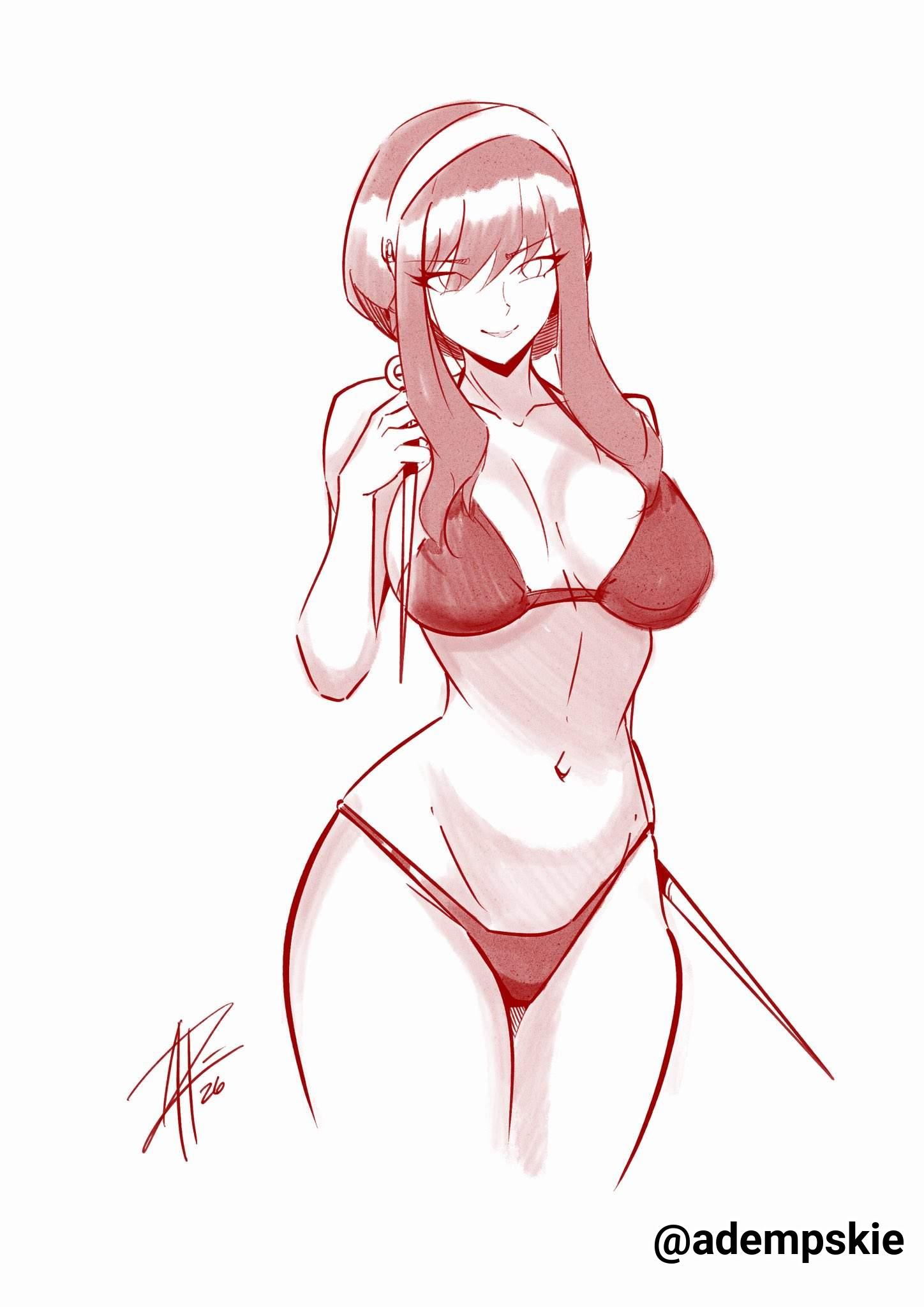 1girls, 2d, 2d (artwork), 2d artwork, adempskie, adoptive mother, adult, adult female, alternate personality, anime milf, bare arms, bare belly, bare chest, bare hands, bare hips, bare legs, bare midriff, bare navel, bare shoulders, bare skin, bare thighs, belly, belly button, bewitching thighs, big breasts, bikini, bikini bottom, bikini only, bikini top, black hair, black-haired female, breasts, breasts apart, breedable hips, busty, busty female, busty girl, busty milf, child bearing hips, cleavage, closed mouth smile, collarbone, confident, confident expression, confident female, confident pose, confident smile, confident stare, confidently naked, confidently nude, curvaceous, curvaceous body, curvaceous female, curvaceous figure, curvaceous hips, curvaceous thighs, curvy, curvy body, curvy female, curvy figure, curvy hips, curvy milf, curvy thighs, digital, digital art, digital drawing, digital drawing (artwork), digital media, digital media (artwork), drawing, earrings, elbows, exposed arms, exposed belly, exposed chest, exposed hips, exposed legs, exposed midriff, exposed navel, exposed shoulders, exposed skin, exposed thighs, eyebrows visible through hair, female, female focus, female only, fertile hips, fingers, groin, hairband, half naked, half nude, halterneck, high resolution, highres, hot milf, hourglass figure, inframammary fold, inguinal crease, inguinal ligament, large boobs, large breasts, lean figure, legs closed, legs together, light smile, linea alba, long hair, looking at viewer, mature, mature female, midriff, milf, monochrome, mother, naked, naked female, naked woman, narrow waist, navel, nude, nude female, nudity, personality change, red eyes, red-eyed female, semi nude, shoulders, sidelocks, simple background, slender body, slender waist, slim waist, smile, smiley face, smiling, smiling at viewer, solo, spy x family, standing, stomach, string bikini, swimsuit, swimwear, thick thighs, thighs, thighs together, upper body, weapon, white background, white hairband, wide hips, yor briar, yor forger, young looking female, young milf, young woman and milf