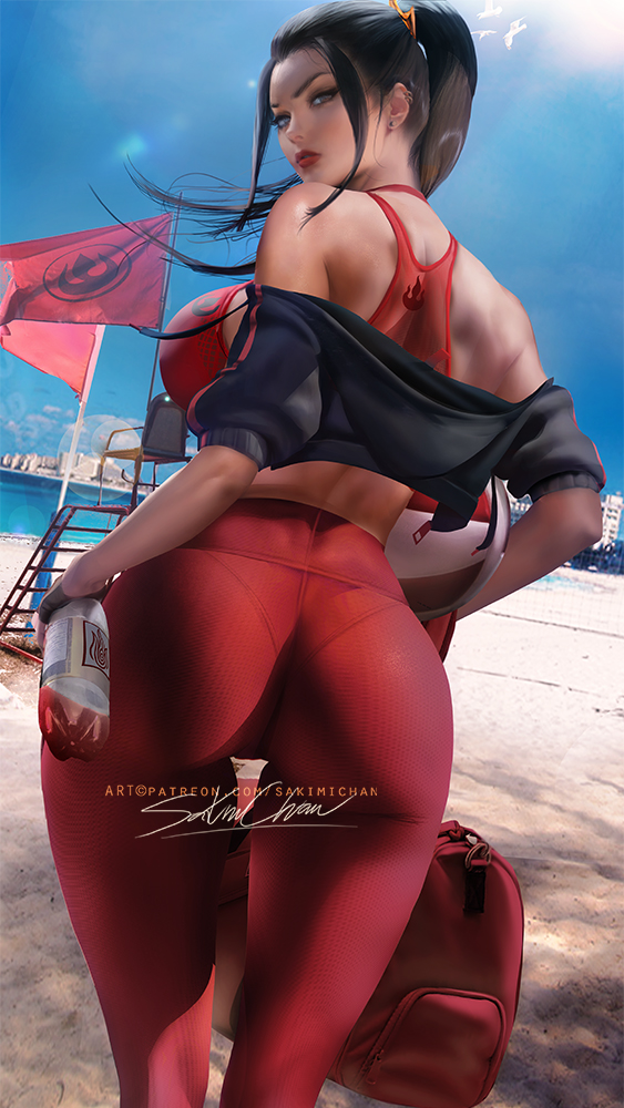 1girls, ass, ass focus, avatar the last airbender, azula, big ass, big breasts, breasts, clothing, female, female only, large breasts, light skin, light-skinned female, looking at viewer, looking back, sakimichan, solo, swimsuit