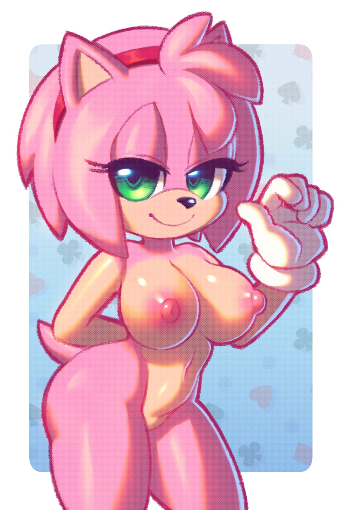 1girls, amy rose, anthro, ass, big breasts, breasts, busty, child bearing hips, curvaceous, curvy, erect nipples, exhibitionism, female, furry, huge breasts, inviting, looking at viewer, nipples, nitro, nude, seductive, seductive smile, sega, smile, solo, solo female, sonic (series), sonic the hedgehog (series), suggestive, thick thighs, voluptuous, wide hips