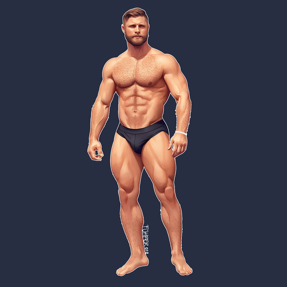 1boy abs beard biceps black_underwear blonde_hair body_hair bodybuilder brock_yurich brock_yurich bulge fuhrerdoodles human human_only male male_only muscular pecs solo thick_thighs underwear