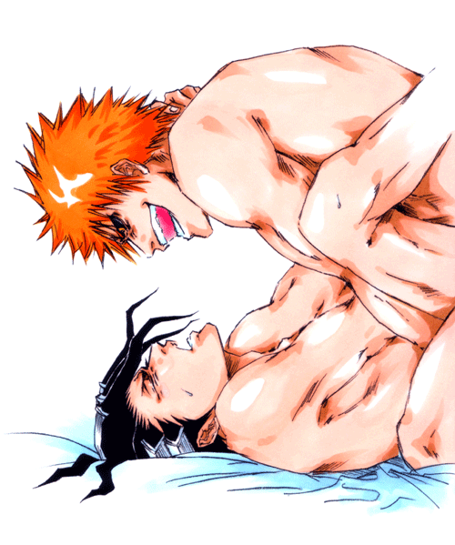 bleach byakuya_kuchiki hollow hollow_ichigo ichigo_kurosaki kuchiki_byakuya kurosaki_ichigo male male_only yaoi zangetsu