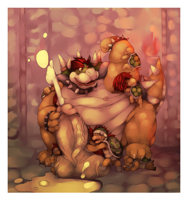 bowser hammer_bros. koopa male_only mario_(series) nintendo straight_hair teddybearlumpkins yaoi