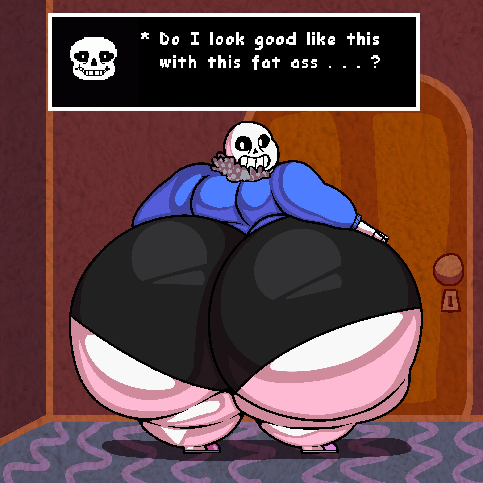 1boy, animated skeleton, ass, big ass, big butt, fat ass, fat butt, gay, hyper, hyper ass, hyper butt, male, male only, no humans, overweight male, sans, skeleton, solo, solo male, undertale