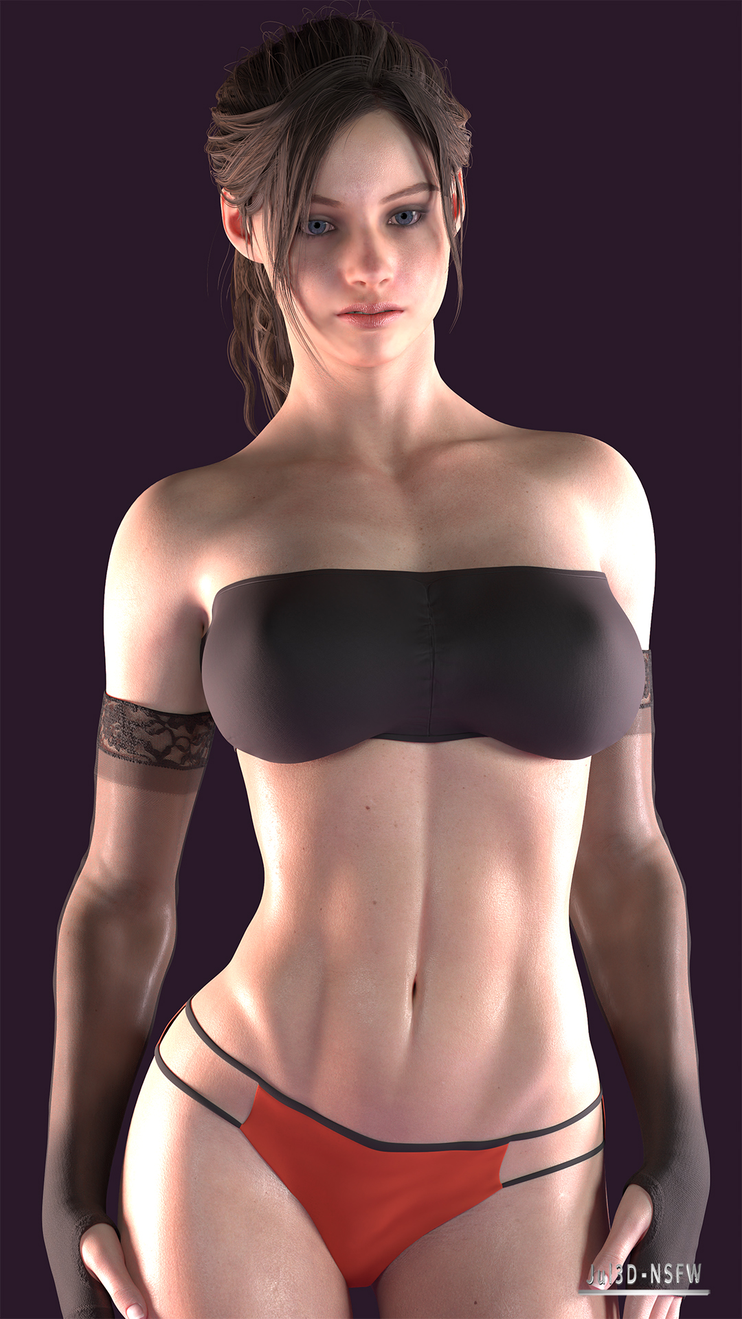 1girls, 3d, ass, blender, breasts, brown hair, claire redfield, female, jul3dnsfw, makeup, naked, nipples, nude, resident evil, solo, solo female