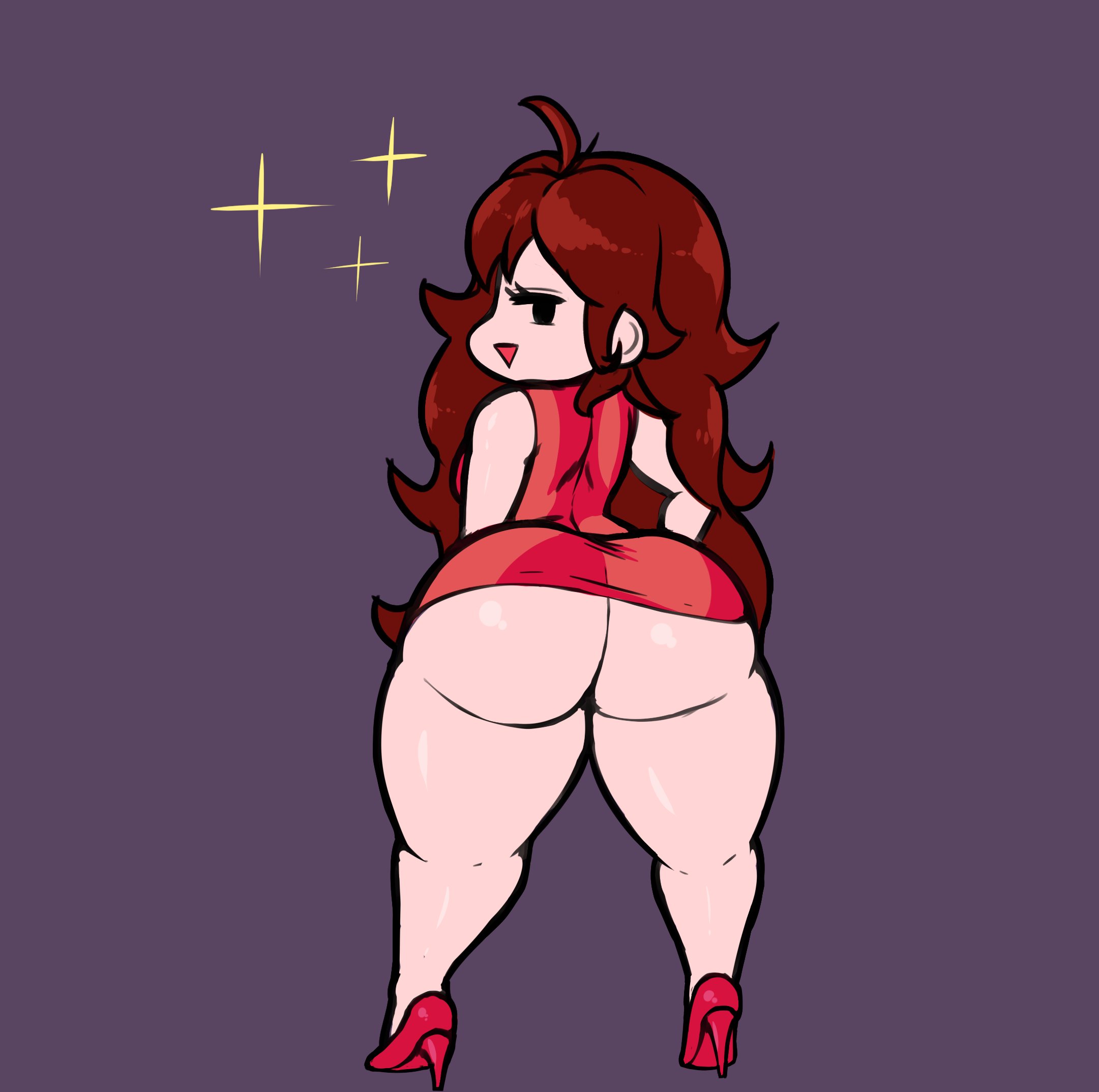 1girls, 2021, ass, ass focus, backboob, big ass, big breasts, breasts, brown hair, clothed, cute, female, female only, fibilis, friday night funkin, girlfriend (friday night funkin), huge ass, looking at viewer, looking back, no underwear, red eyes, red heels, revealing clothes, solo, tagme, teasing, thick thighs, un futa alternative, un futa edit, underass, upskirt, wide hips