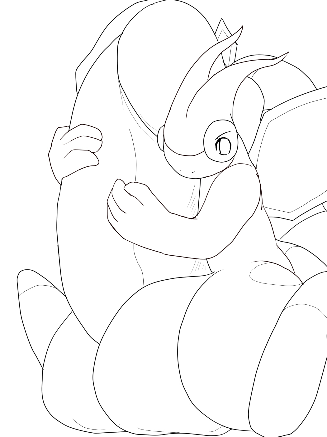 dragon flygon hyper_penis line_art male male_only monochrome no_humans pokemon pokemon_(species) pokemon_rse scalie solo zax_(artist)