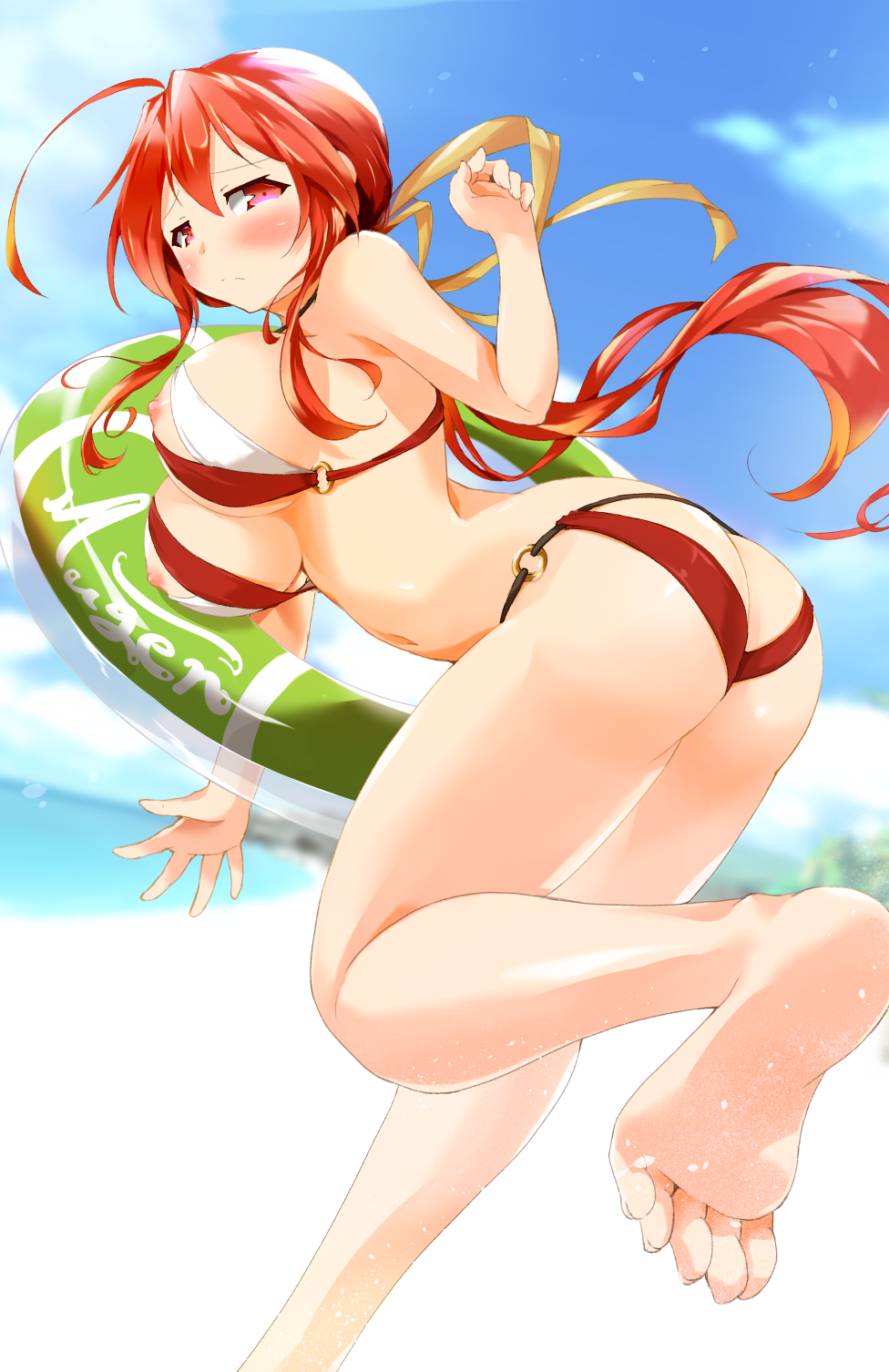 another_kung_fu_girl big_breasts dai_fuku m.u.g.e.n nipple_slip red_eyes red_hair skimpy