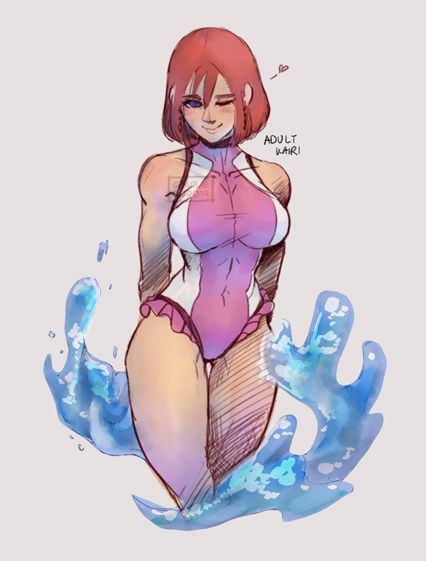 1girls, breasts, disney, female, female only, kairi, kingdom hearts, medium breasts, red hair, red-haired female, square enix, swimsuit, tagme, water