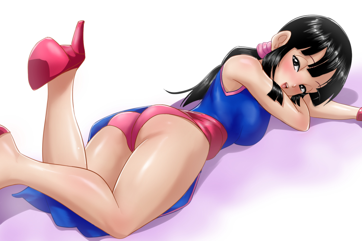 1girls, ass, big ass, chichi, dragon ball, dragon ball z, female, female only, fully clothed, looking at viewer, looking back, solo, thelorope