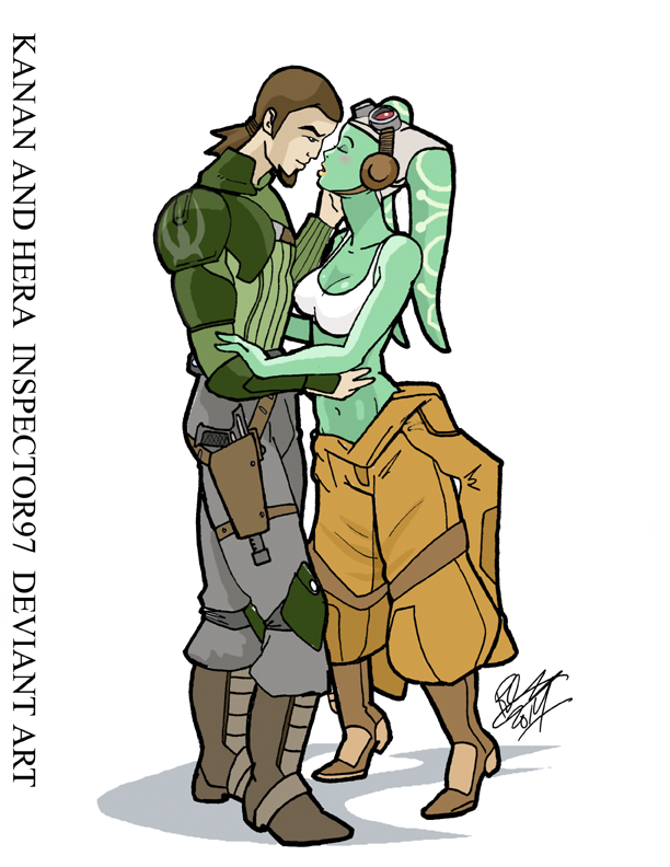 1boy 1girls big_breasts blush bra breasts brown_hair canon_couple cleavage clothed clothing hera_syndulla imminent_kiss inspector97 interspecies kanan_jarrus male navel open_mouth short_hair simple_background smile star_wars star_wars_rebels text twi'lek undressing white_background