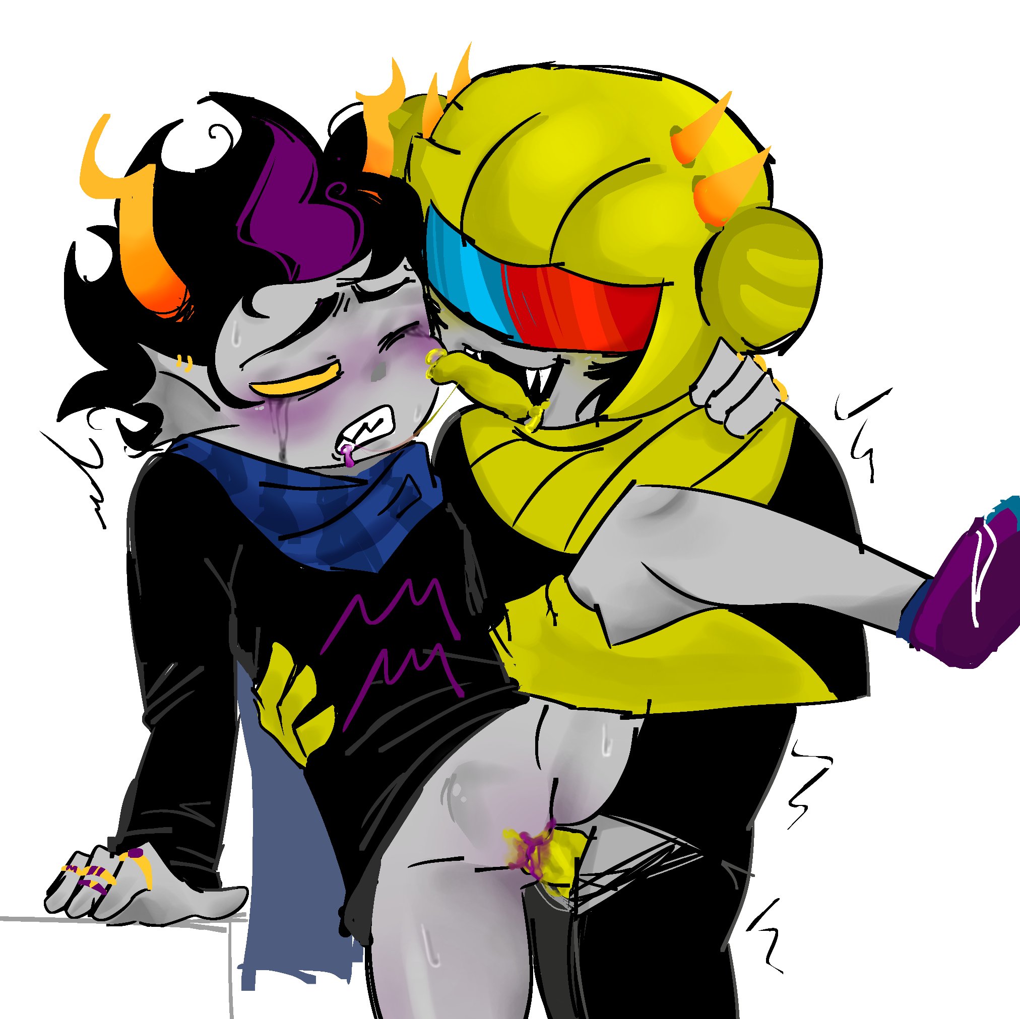 2boys, alien, alien humanoid, aradidnt, black hair, black hair male, color, colored, colored skin, cuckkat, cuntboy, eridan ampora, fin, fins, ftm, fuzzy hair, gay, grey skin, helmet, homestuck, homestuck troll, horn, horns, humanoid, humanoid alien, intersex, licking, licking face, male, male focus, male only, messy hair, messy hair male, mituna captor, penetration, scar, sex, short hair, short hair male, trans, trans male, trans male (lore), transmasc, troll, yaoi