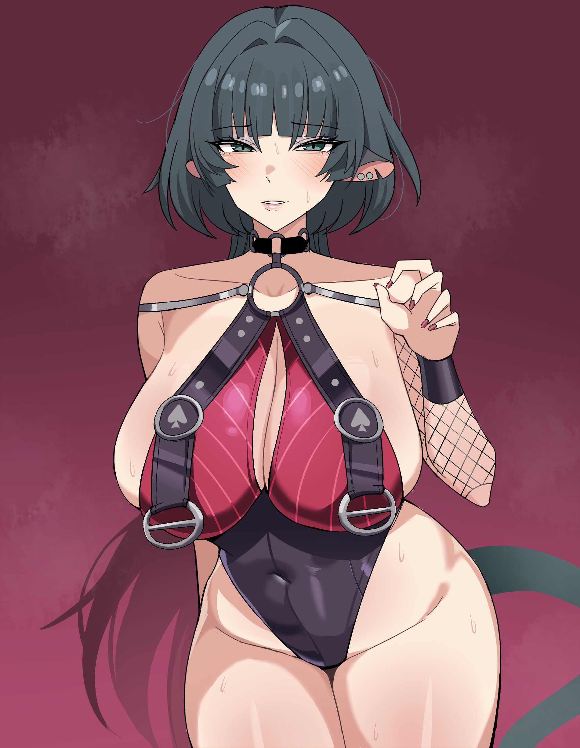 1girls, 2025, absurd res, absurdres, alternate version available, chihel, female, female focus, female only, hoyoverse, huge breasts, jane doe (nocturne of light) (zenless zone zero), jane doe (zenless zone zero), light skin, light-skinned female, looking at viewer, mihoyo, official alternate costume, one-piece swimsuit, simple background, swimsuit, tagme, thicc, thicc thighs, thick thighs, thighs, wide hips, zenless zone zero
