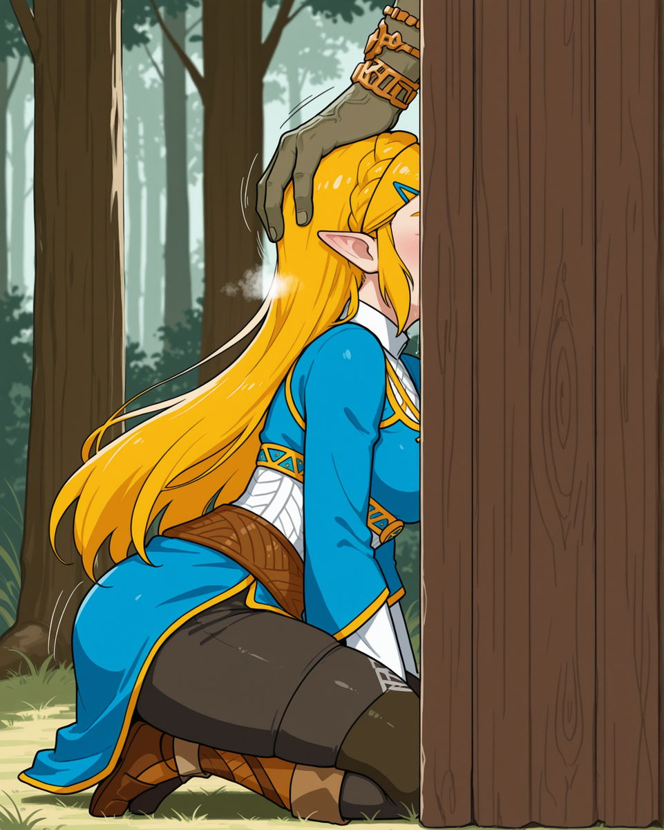 1boy, 1girls, ai generated, aqua eyes, bad end, big ass, blonde hair, blowjob, blue eyes, braid, breath of the wild, broken rape victim, captured heroine, corrupted, corruption, cute, deepthroat, elf ears, fellatio, female, femsub, french braid, ganondorf, glory hole, green eyes, hand on head, hylian, implied deepthroat, implied oral, interspecies, kneeling, light-skinned female, long hair, mind break, nintendo, notreallyhere, oral, oral sex, petite, pointy ears, princess, princess zelda, rape, royalty, slim, the legend of zelda, zelda (breath of the wild)