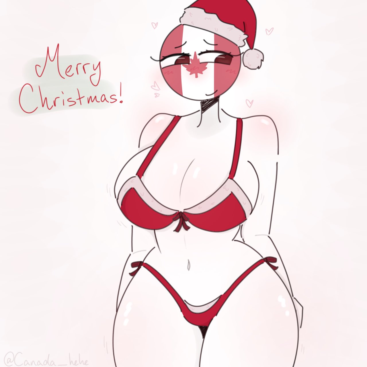 ass, big ass, big breasts, breasts, canada (countryhumans), christmas outfit, countryhumans, countryhumans girl, english text, female, female focus, female only, tagme, text, thick thighs, xx.canada.xx