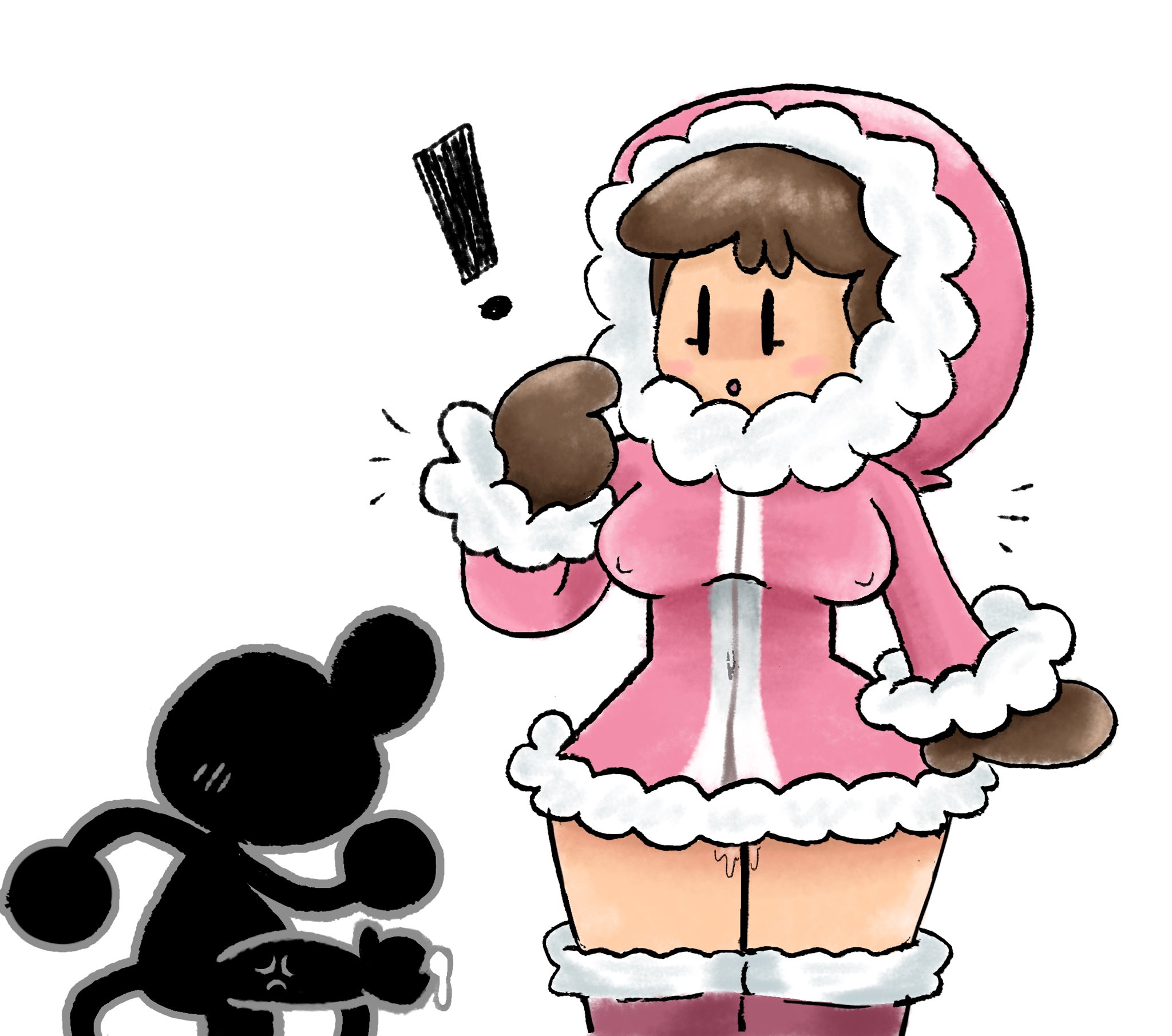 female, game and watch, ice climber, mob face, mr. game and watch, nana (ice climber), nintendo, nipple bulge, nipple visible through clothes, pussy, super smash bros., wet pussy