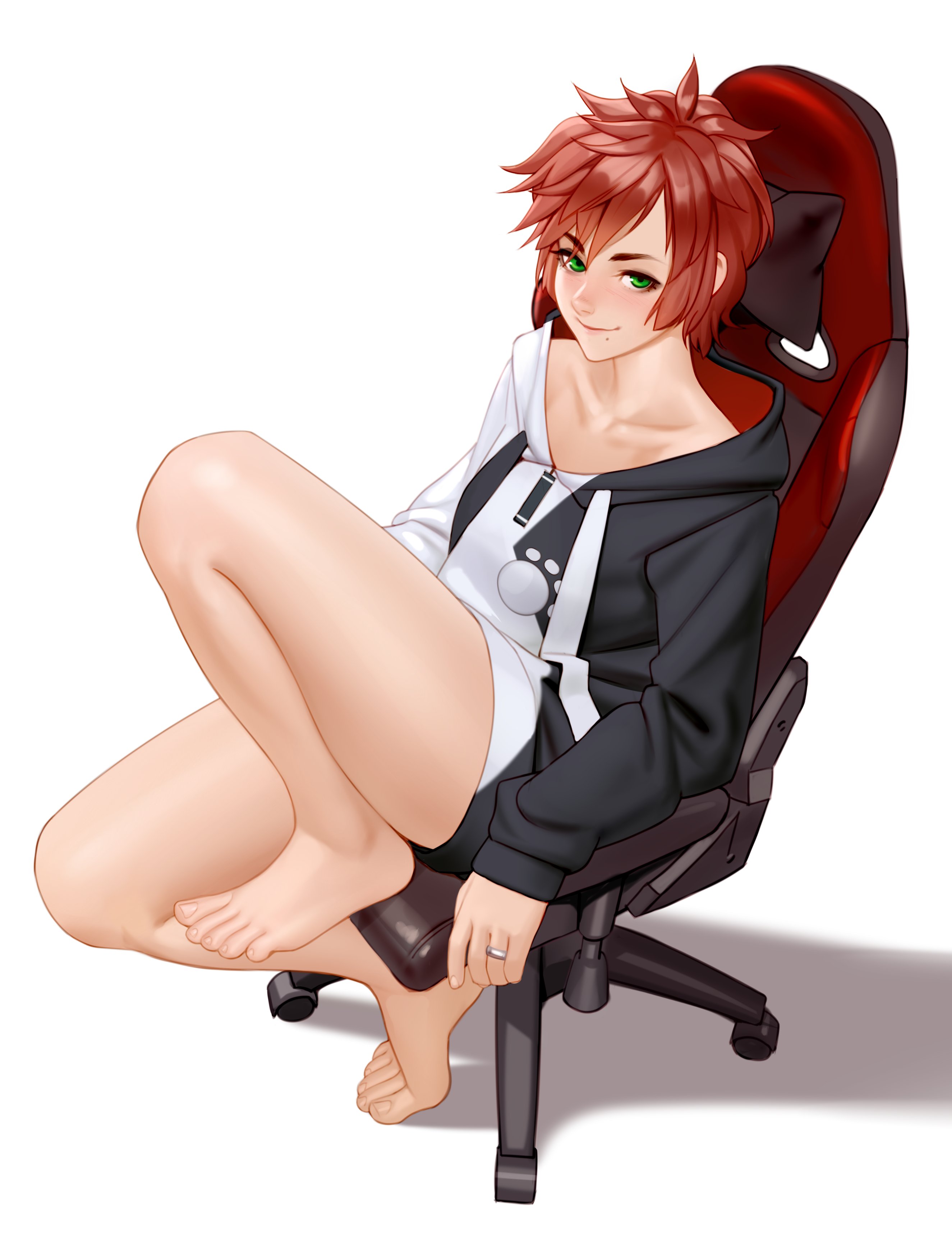 feet, female, kairuhentai, kairunoburogu, original, red hair, sitting