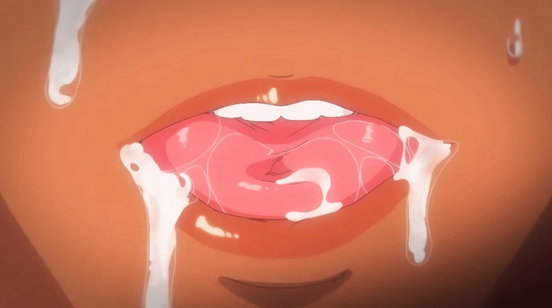 animated, close-up, covered in cum, cum, cum in mouth, cumdrip, dark skin, female, kyonyuu princess saimin, licking, licking lips, lips, mouth, mouth fetish, mouth shot, saliva, swallowing, sweat, tongue, tongue out