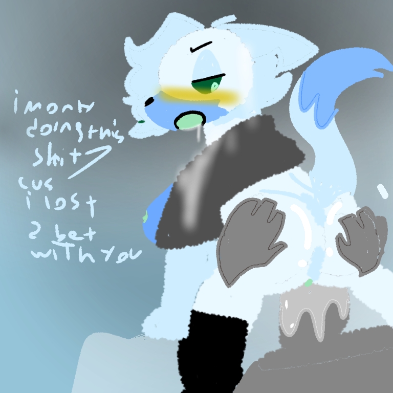 animation_meme_community black_legwear bunny fox_tail funtime_glitchy glitchy green_eyes grey_penis vgcd18_(artist) white_fur