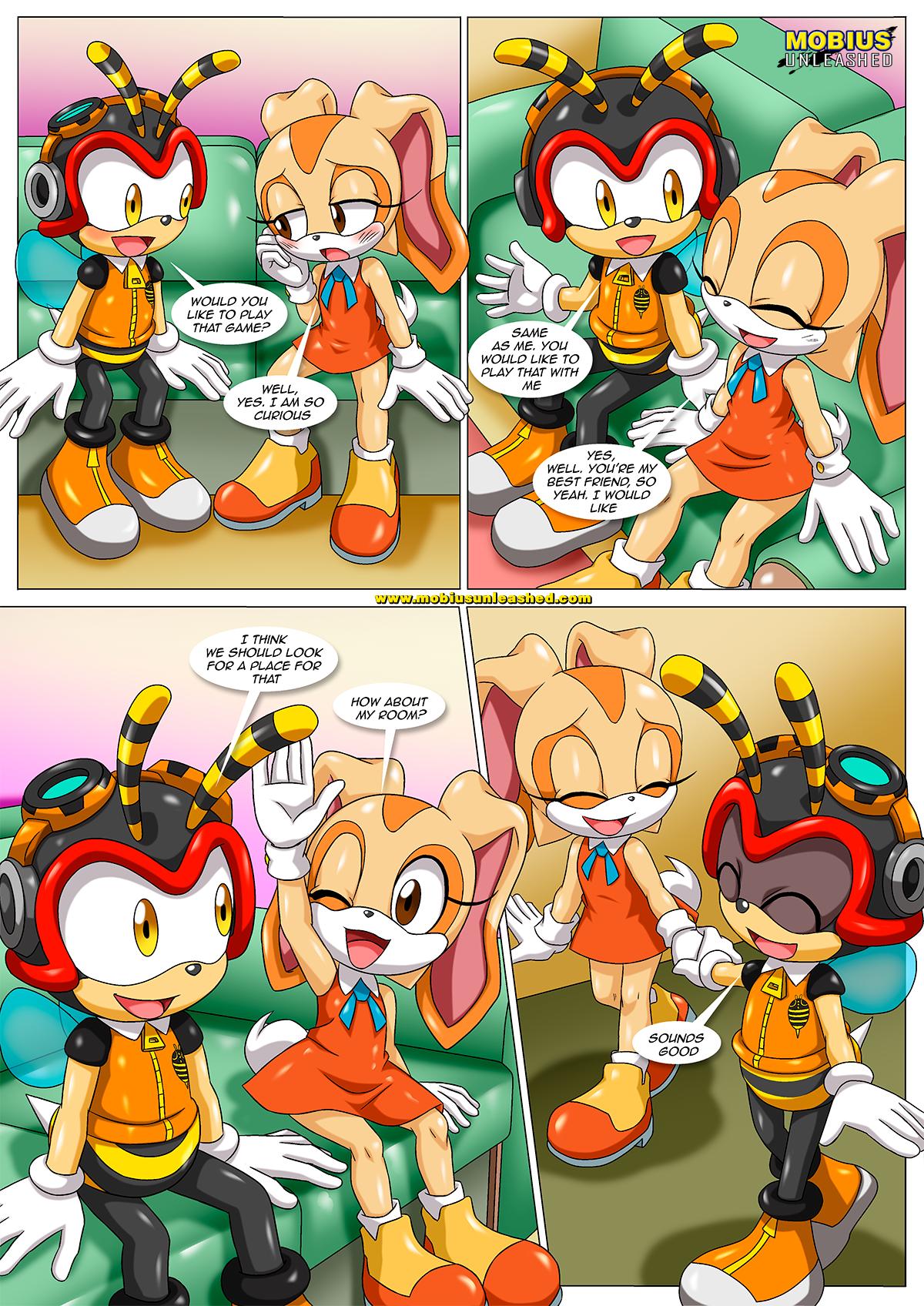 1boy 1girls a_new_play_(comic) bbmbbf blush charmy_bee comic cream_the_rabbit female male mobius_unleashed palcomix sega sonic_(series) sonic_the_hedgehog_(series)