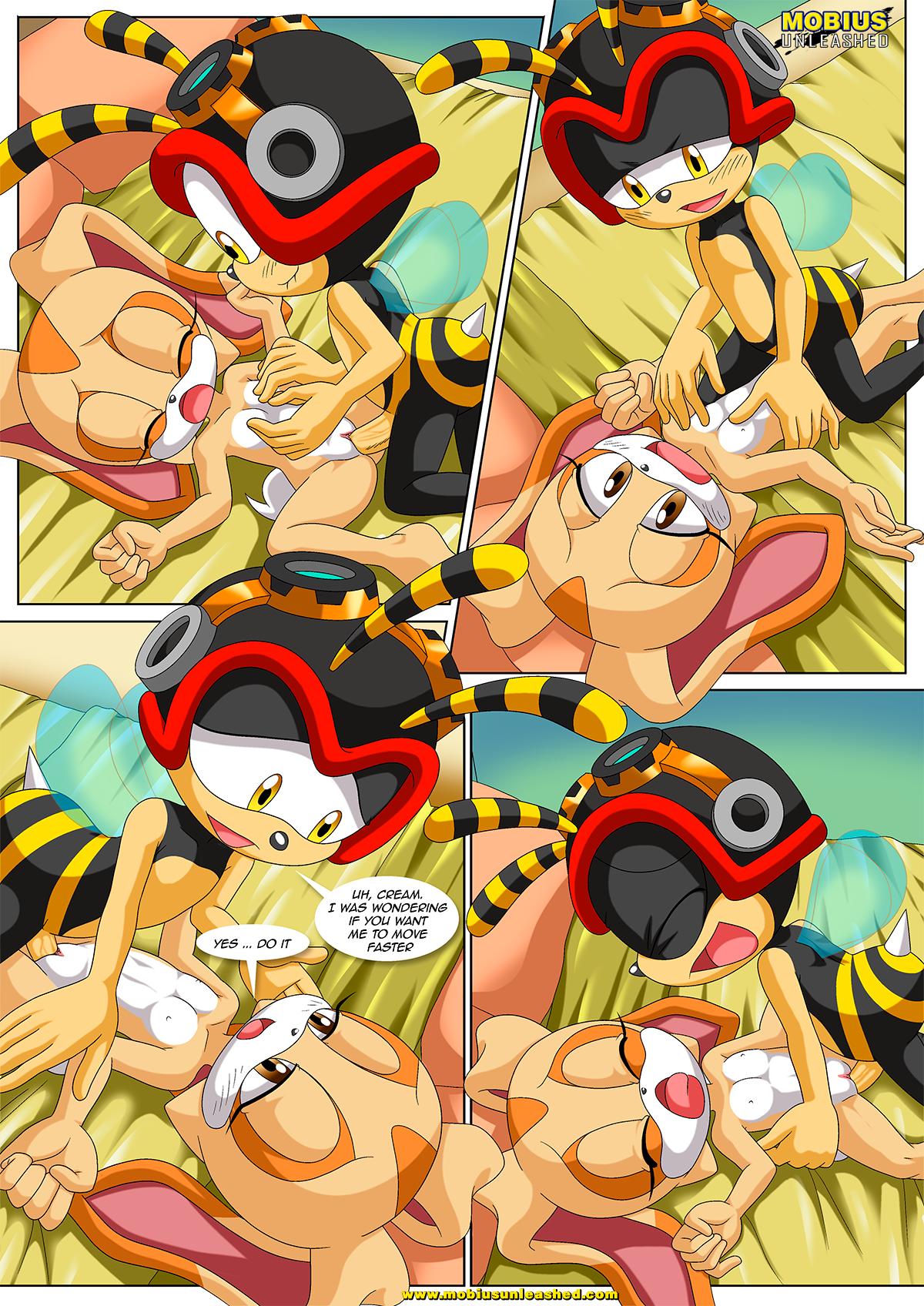 a_new_play_(comic) bbmbbf bed bedroom blush breasts charmy_bee comic cream_the_rabbit female male male/female mobius_unleashed nipples nude palcomix penis pussy sega sex small_breasts sonic_(series) sonic_the_hedgehog_(series) vaginal vaginal_penetration vaginal_sex