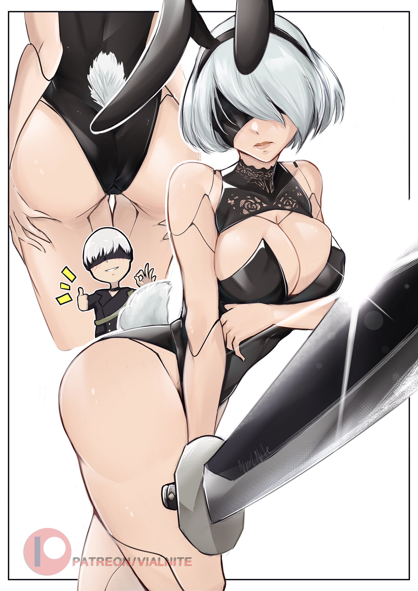 bunny ears, bunnysuit, female, nier: automata, tagme, vialnite, yorha 2b