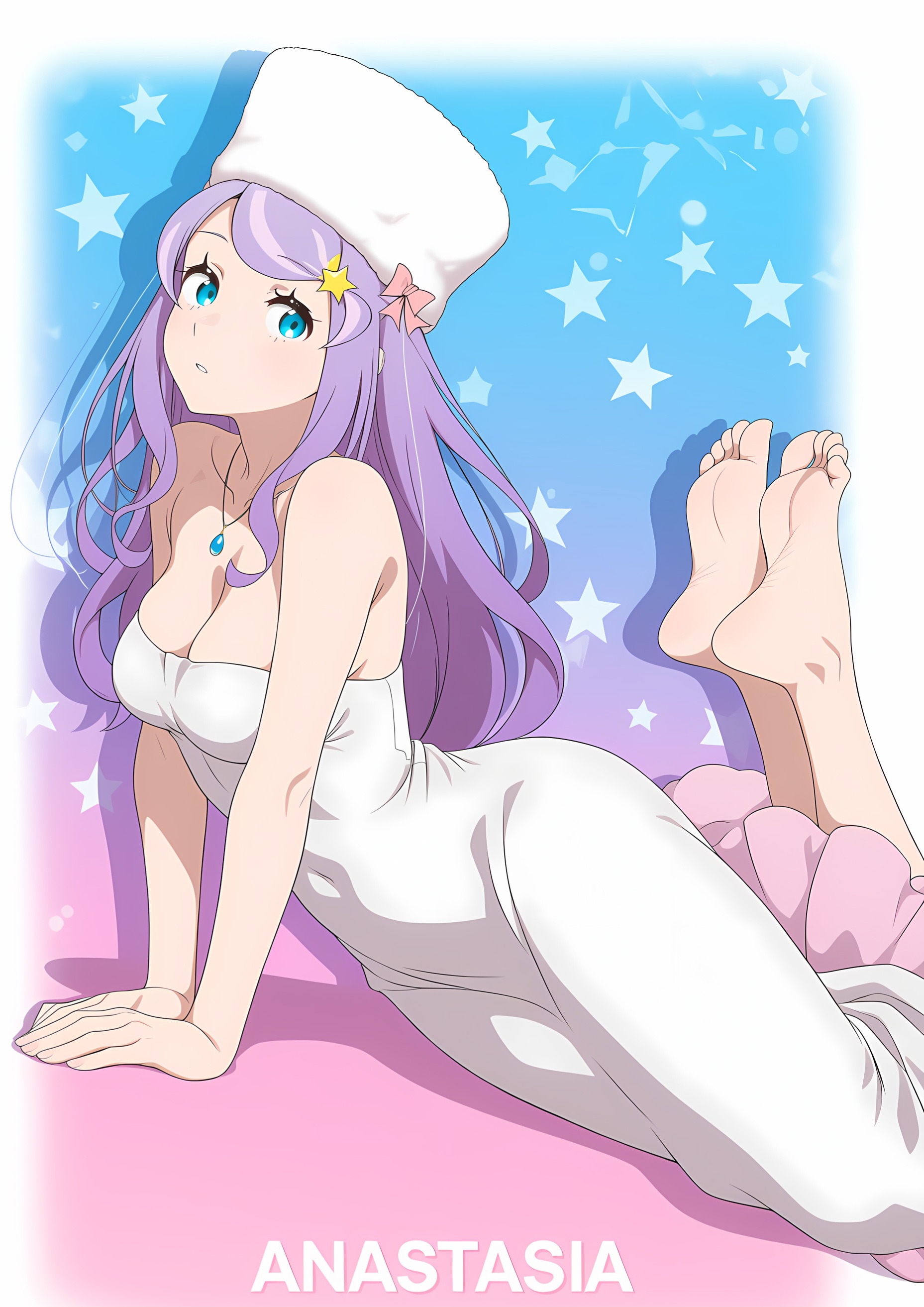 1girls, ai assisted, amazing body, anastasia hoshin, ankles, arched back, arched soles, bare shoulders, barefoot, belly, belly button, belly cutout, belly fetish, belly outline, big breasts, blue eyes, breasts, child bearing hips, craving cum, cum tribute material, feet, feet fetish, feet up, fertile hips, foot fetish, hands together, hat, hi res, hips, hips focus, hips outline, hips wider than shoulders, hot chick, innocent, legs together, long dress, long hair, looking at viewer, midriff, midriff cutout, midriff exposed, midriff focus, midriff showing, navel, navel cutout, navel fetish, navel line, navel outline, pakfaia, perfect belly, perfect body, perfect feet, perfect soles, purple hair, re:zero kara hajimeru isekai seikatsu, round breasts, seducing, seduction, seductive, seductive body, seductive look, seductive pose, sexy, sexy body, sexy female, slender, slender athletic build, slender body, slender build, slender frame, slender thighs, slender waist, soles, suggestive, suggestive look, suggestive pose, suggestive posing, toes, tummy, violet hair, white dress, wide hipped female, wide hips