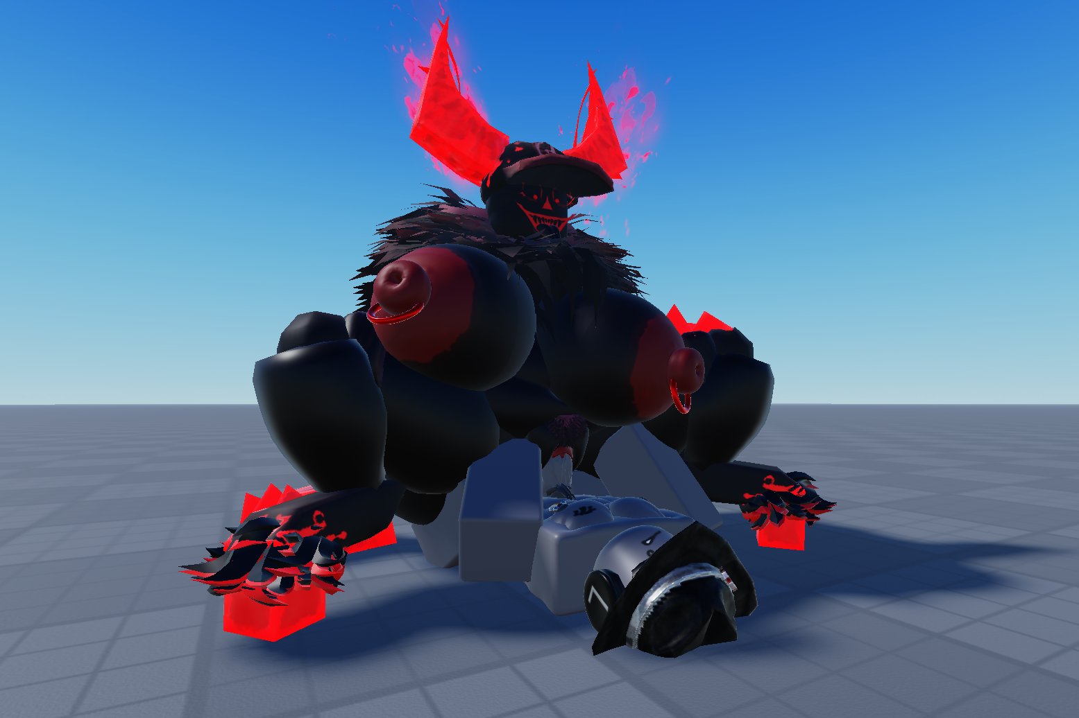 3d, baseplate, chance (forsaken), cowgirl position, female, forsaken (roblox), guest (roblox), guest 666, guest 666 (forsaken), roblox, roblox game, robloxian, size difference, slutmoth, tagme