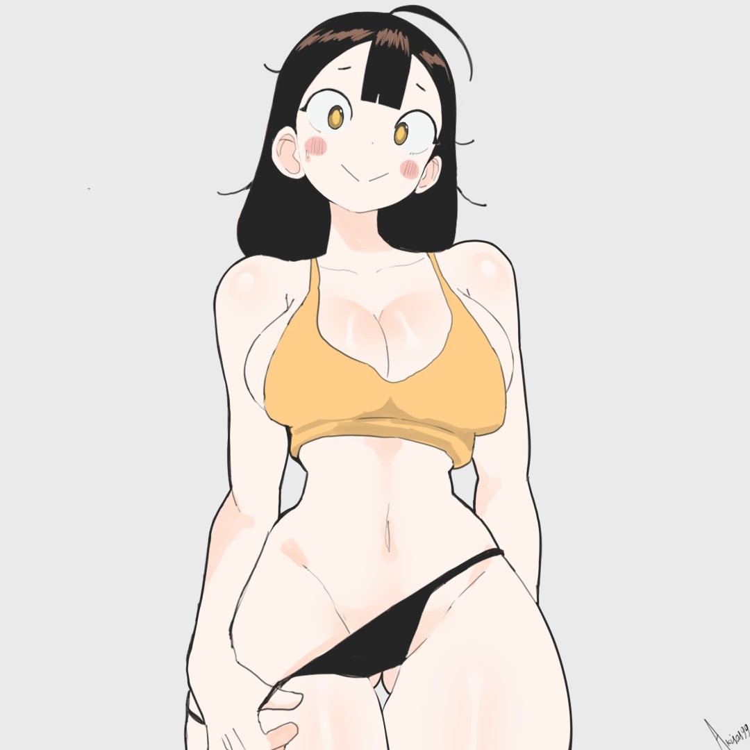 1girl 1girls ahoge akisas99 arm_behind_back ass_visible_from_the_front ass_visible_through_thighs background below_view big_boobs big_breasts black_panties black_underwear blank_background bra breasts brown-eyed_female brown-haired_female brown_eyebrows brown_eyes brown_hair busty busty_female busty_girl closed_mouth_smile curvaceous curvaceous_body curvaceous_female curvaceous_figure curvaceous_hips curvy curvy_body curvy_female curvy_figure curvy_hips down_angle from_below from_below_view from_front front_view hand_behind_back head_tilt inguinal_crease inguinal_ligament knees_out_of_frame large_boobs large_breasts lean_figure legs_closed legs_together low-angle_shot low-angle_view low_angle low_angle_view monotone_background narrow_waist nervous nervous_expression nervous_face nervous_female nervous_smile oc one_color_background original original_art original_artwork original_character original_female_character panties plain_background shy shy_expression shy_female shy_girl shy_smile slender_body slender_waist slim_female slim_waist smile smiley_face smiling smiling_at_viewer solid_color_background thigh_gap thighs_together tilted_head top_view under_view underwear voluptuous voluptuous_body voluptuous_female voluptuous_figure voluptuous_woman white_background yellow_bra yellow_underwear