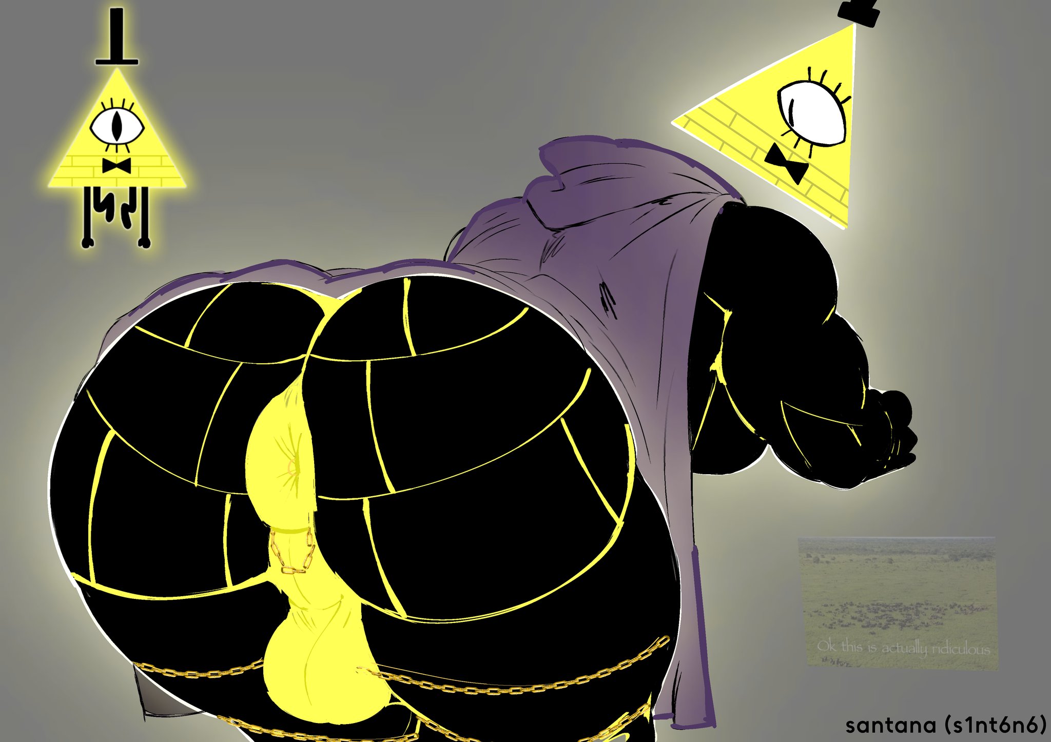 balls, bara, bent over, big ass, big ass (male), big butt, bill cipher, black body, disney, disney xd, freeposers, glowing anus, glowing body, gravity falls, male, male only, presenting, presenting hindquarters