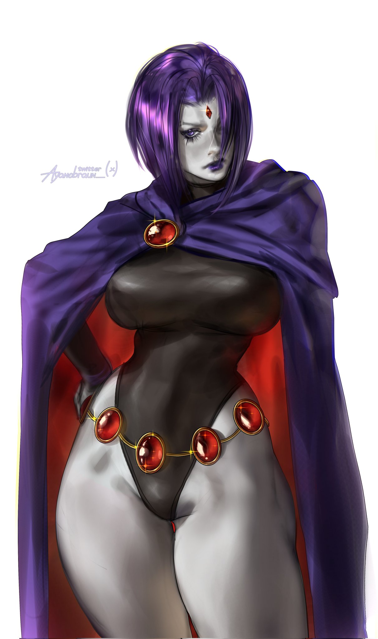 ayanobraun, bare legs, bare thighs, big breasts, breasts, cloak, dc, dc comics, groin, hips, hot, huge breasts, large breasts, leotard, pale skin, pale-skinned female, purple hair, raven (dc), raven (teen titans), sexy, sexy body, short hair, skin tight, teen titans, teen titans (television series), thick thighs, thighs, tight clothing, voluptuous, voluptuous female, white skin, white skinned female, wide hips
