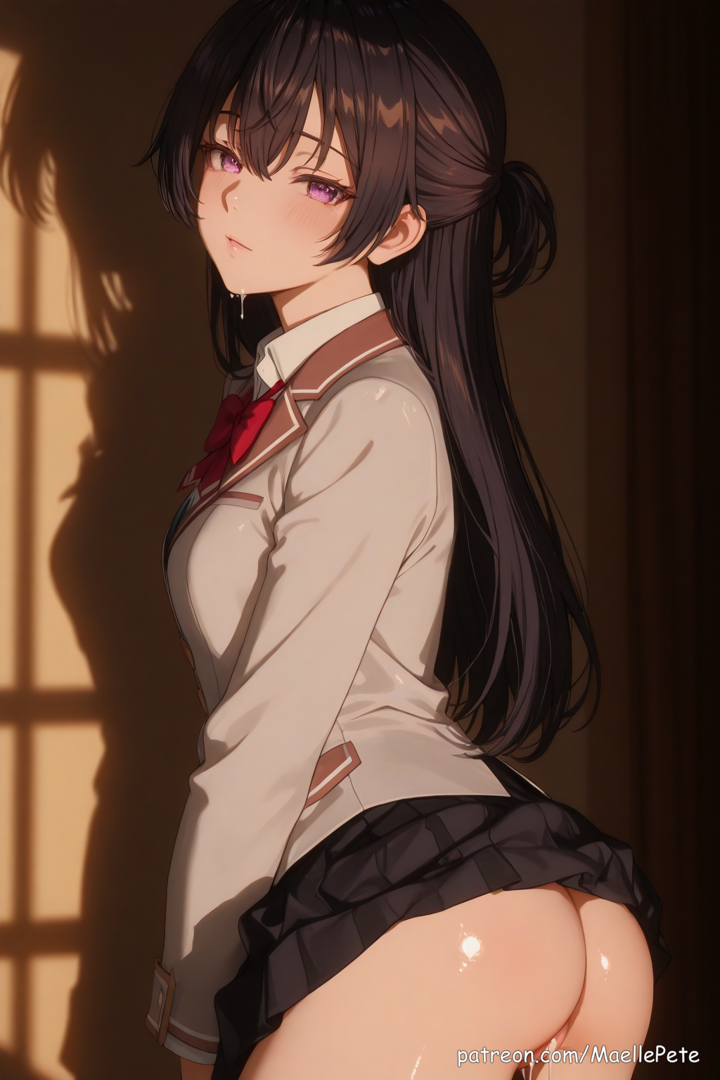 1girl, 3d, ai generated, anime, arched back, ass, ass focus, back view, bedroom, bending forward, bending over, big ass, butt, butt focus, completely nude, female, flat belly, from behind, glossy skin, hentai, indoors, long hair, maellepetite, medium breasts, mirror, naked, nsfw, nude, nude female, oiled, oiled body, oiled skin, petite, petite body, petite female, pussy, rear view, seductive, sexy, shiny skin, skin shine, skinny, slim, slim waist, small breasts, solo, spread legs, standing, suou yuki, thick thighs, thighs, tokidoki bosotto russian de dereru tonari no alya-san, uncensored, vagina, vaginal, wet skin