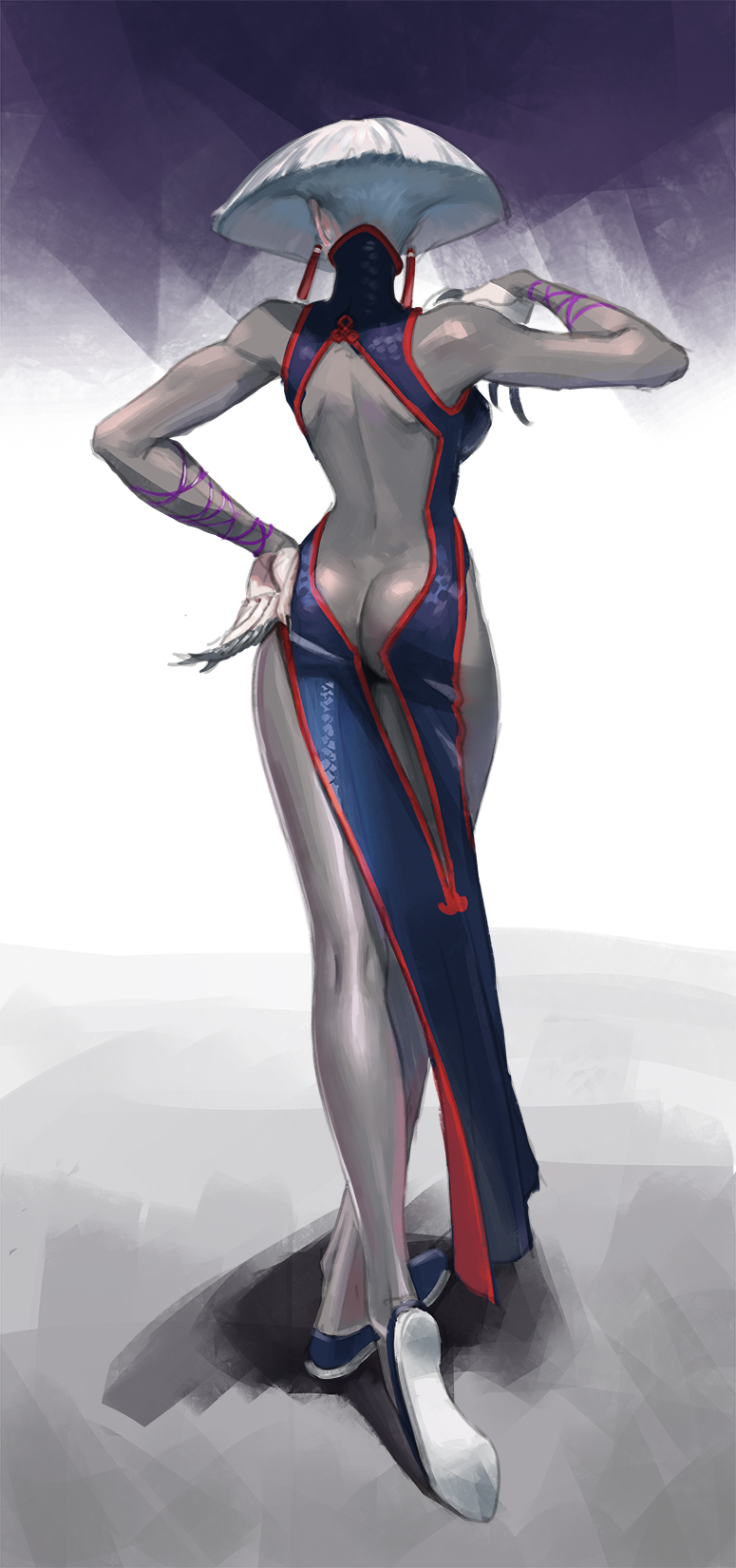 2d, a.k.i., asian, asian female, ass, back view, bubble butt, busty, butt crack, female, female focus, female only, full body, heine (artist), hourglass figure, rear view, silver hair, street fighter, street fighter 6, tagme, wide hips