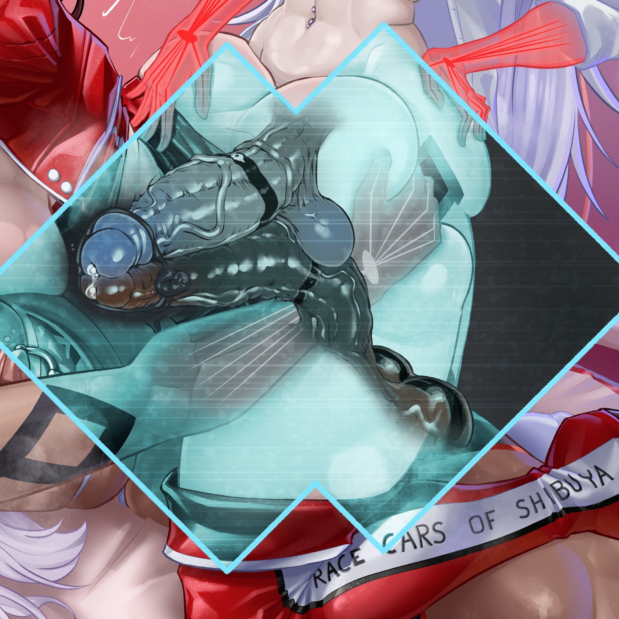 1female, 2d, balls on penis, deep penetration, digital media (artwork), fat cock, futa on female, futanari, huge balls, huge cock, large penis, penis, poney, saggy balls, shamashiel, thick penis, threesome, veiny penis