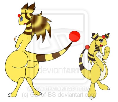 ampharos anthro ass color female gb_of_bs jasmine_(pokemon) nintendo nude pokemon pokemon_(species) standing tagme tail watermark