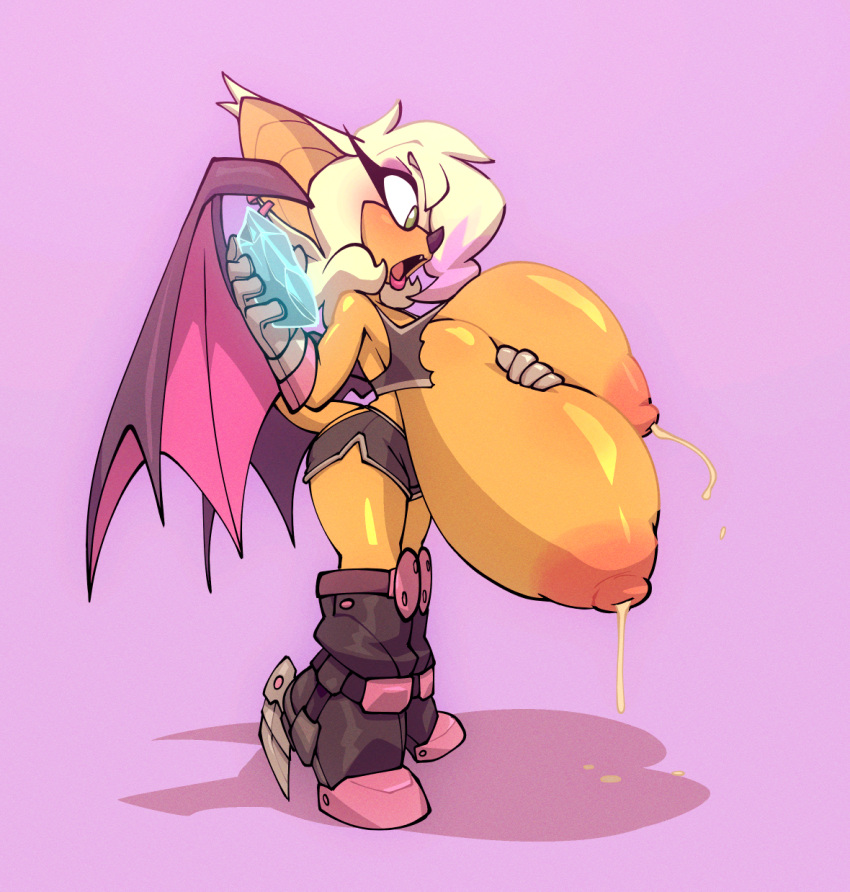 1girls, anthro, anthrofied, armpits, bare shoulders, bat, big breasts, bigdad, bodily fluids, boots, bottomwear, breast expansion, breast growth, breast growth (enlargement), breasts, breasts out, chaos emerald, chiropteran, clothed, clothes, clothing, expansion, female, female only, footwear, gigantic breasts, hair, hair over eye, hi res, high heeled boots, high heels, hotpants, huge breasts, humanoid, hyper, hyper breasts, lactating, lactation, large breasts, mammal, milk, milking, nipples, one eye obstructed, rouge the bat, shorts, smaller female, solo, solo female, sonic (series), sonic the hedgehog (series), surprise, top heavy, torn clothing, wings
