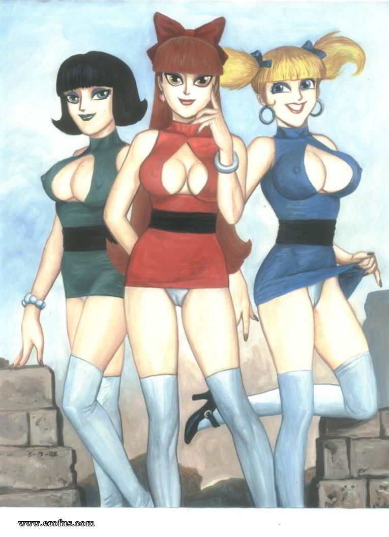 3girls, aged up, big eyes, black hair, blonde hair, blossom (powerpuff girls), boob window, bow, bracelet, breasts, bubbles (powerpuff girls), busty, buttercup (powerpuff girls), cleavage, cleavage cutout, clothed female, dress lift, erect nipples, female, female only, high heels, kneehighs, lipstick, looking at viewer, multiple females, multiple girls, nipple bulge, nipples, pandoras box, panties, panties showing, powerpuff girls, red hair, seductive, short dress, short hair, small clothes, twintails, url