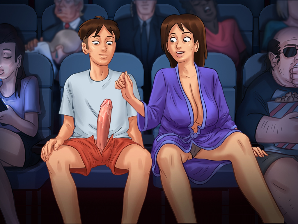 1boy, 1girls, big breasts, breasts, cleavage, coat, darkcookie, debbie (summertime saga), female, incest, long hair, main character (summertime saga), male, mother and son, panties, penis, public, straight, straight hair, straight sex, summertime saga