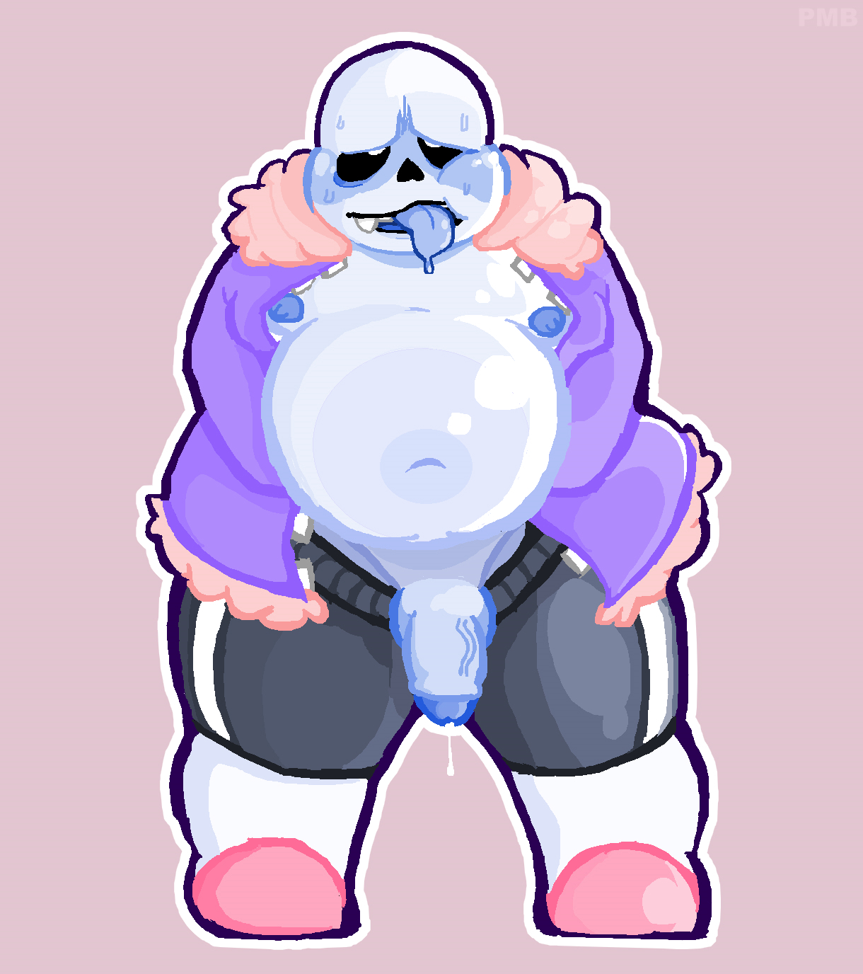 ahe gao, balls, bear, belly, big balls, big penis, chubby, chubby male, fat, fat male, half naked, male, male only, masturbation, obese, obese male, overweight male, paint, penis, sans, skeleton, solo, undertale