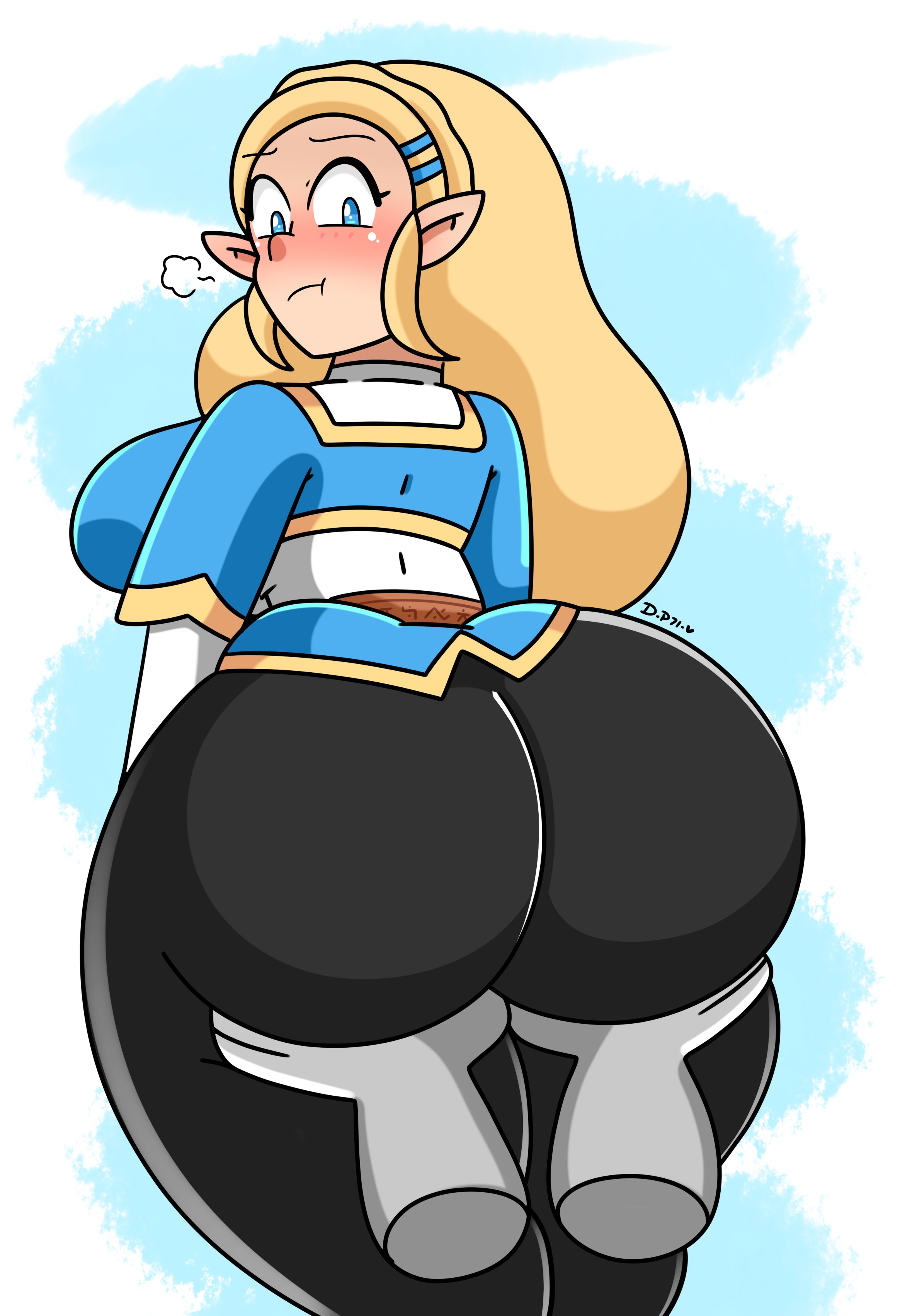 1girls, ass, ass grab, ass support, bangs, big ass, big breasts, big butt, blonde hair, blue eyes, blush, bottom heavy, breasts, breath of the wild, bubble ass, bubble butt, butt grab, daisy-pink71, disembodied hands, fat ass, fat butt, female, fully clothed, huge ass, huge butt, large ass, large breasts, large butt, long hair, looking back, nintendo, princess zelda, the legend of zelda, thick ass, thick thighs, tight clothing, wide hips, zelda (breath of the wild)