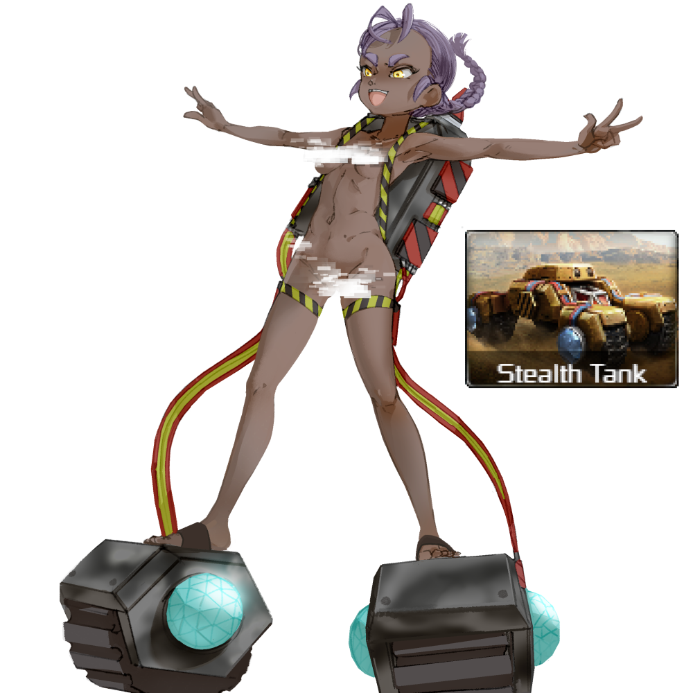 censored command_and_conquer dark-skinned_female fit_female purple_hair stealth_tank tiberian_(series) tiberian_dawn toorops yellow_eyes