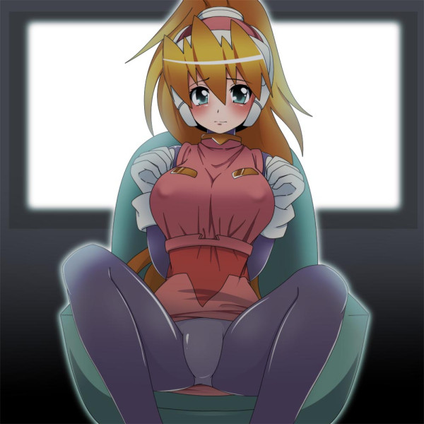 1girls ciel_(mega_man) clothed_female erect_nipples female mega_man mega_man_zero panties puffy_nipples semikichi spread_legs