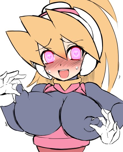 1girls big_breasts ciel_(mega_man) erect_nipples female mega_man mega_man_zero pinching_nipples puffy_nipples semikichi