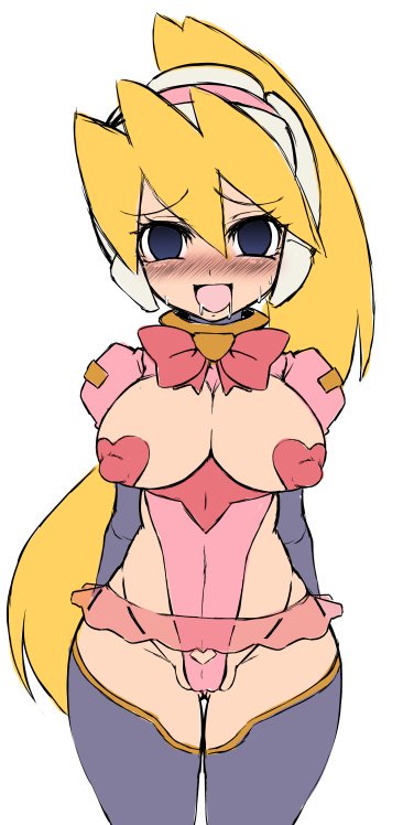 big_breasts cameltoe ciel_(mega_man) empty_eyes erect_nipples mega_man mega_man_zero mind_control pasties semikichi thighhighs